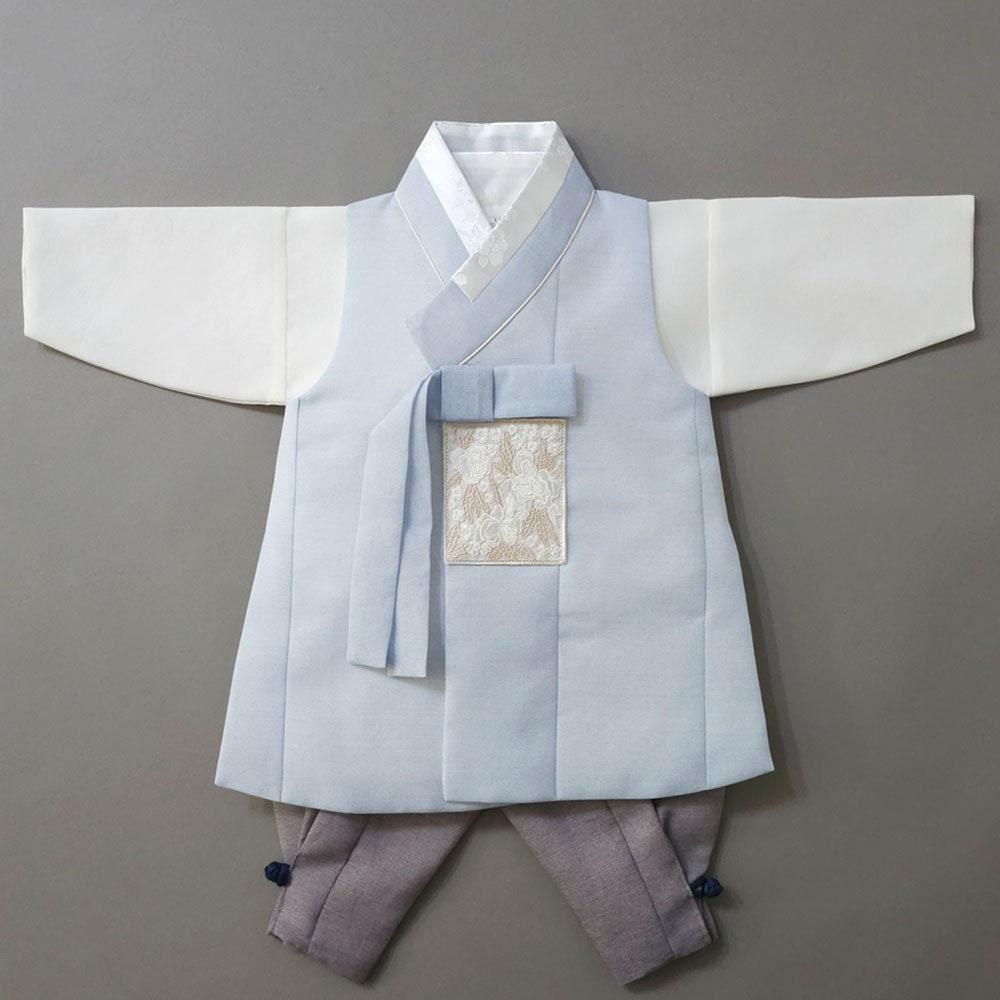 Yusin Sky Solid Boy Hanbok (100D-10YR) - Native Korean