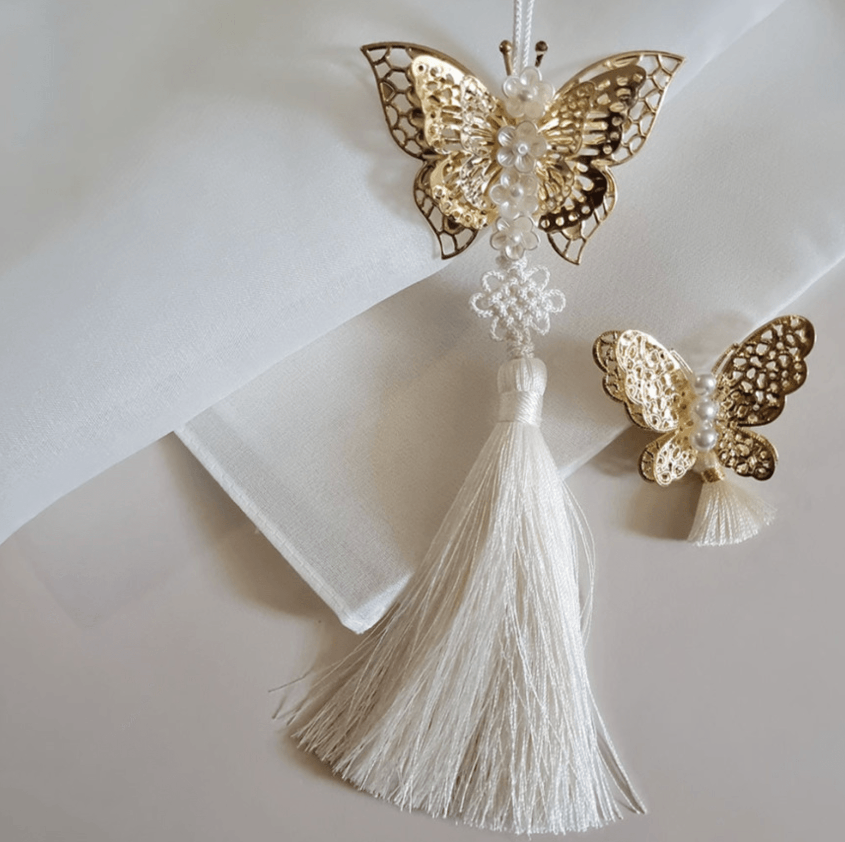 Gold Butterfly Tassel Norigae - Native Korean