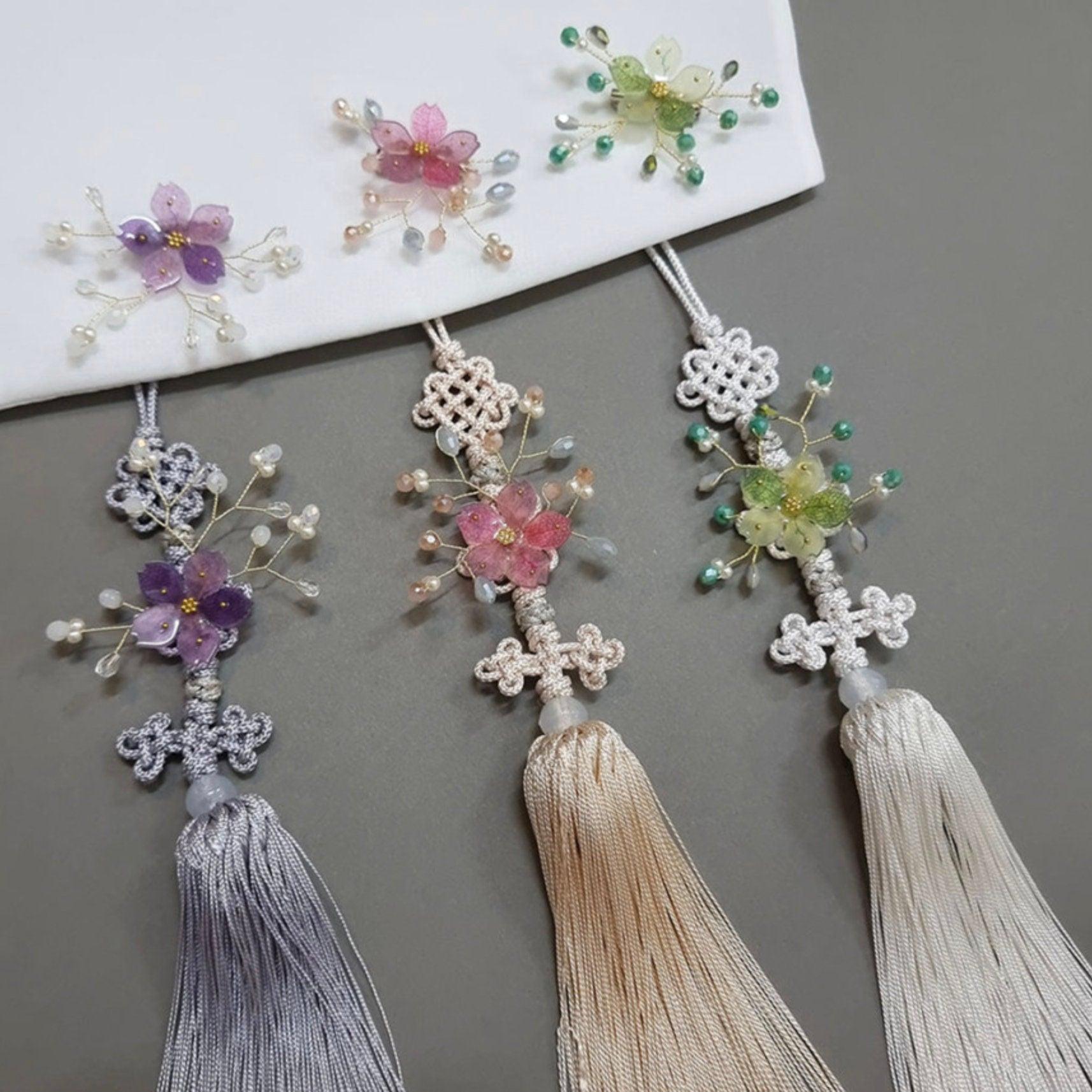 Beads Floral Tassel Norigae for Baby Hanbok | Kids Hanbok Accessory