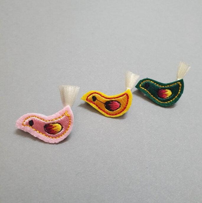Bird Embroidery Brooch - Native Korean