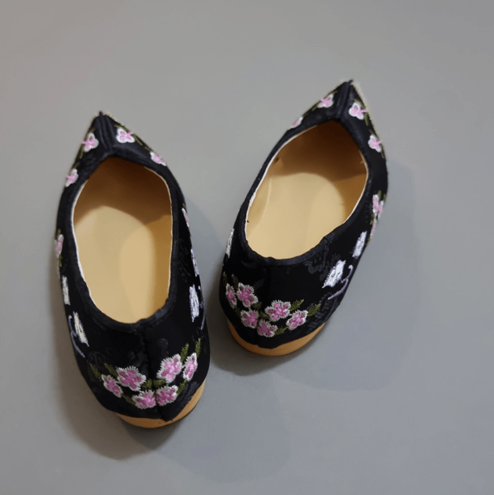 Black Floral Girl Hanbok Shoes (130~140mm) - Native Korean