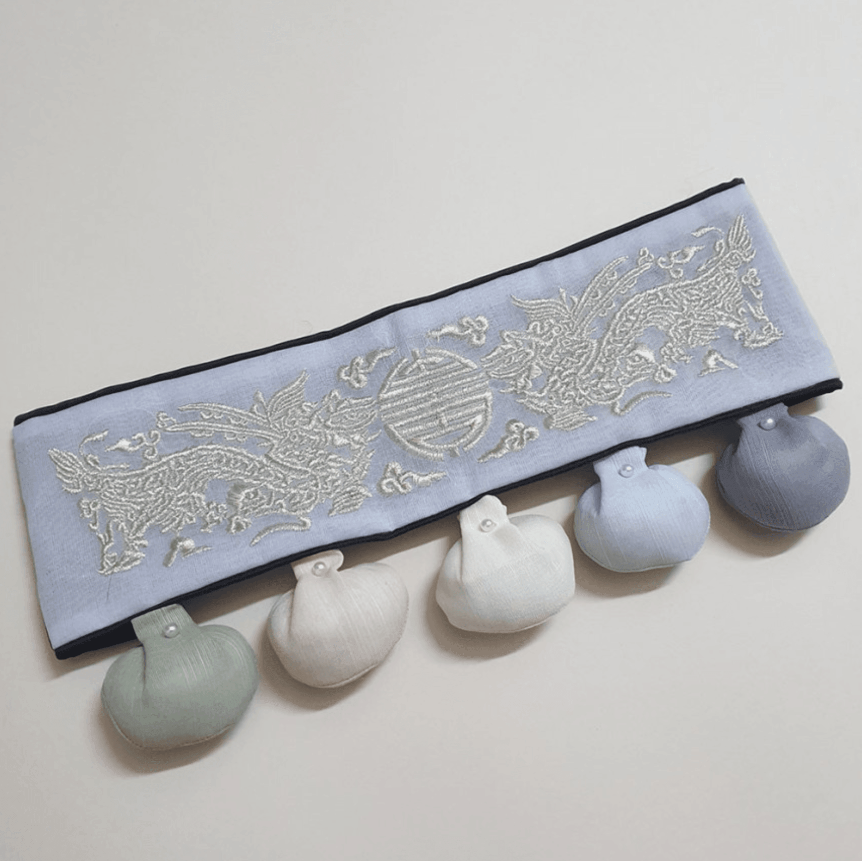 Blue Embroidery Bell Belt - Native Korean