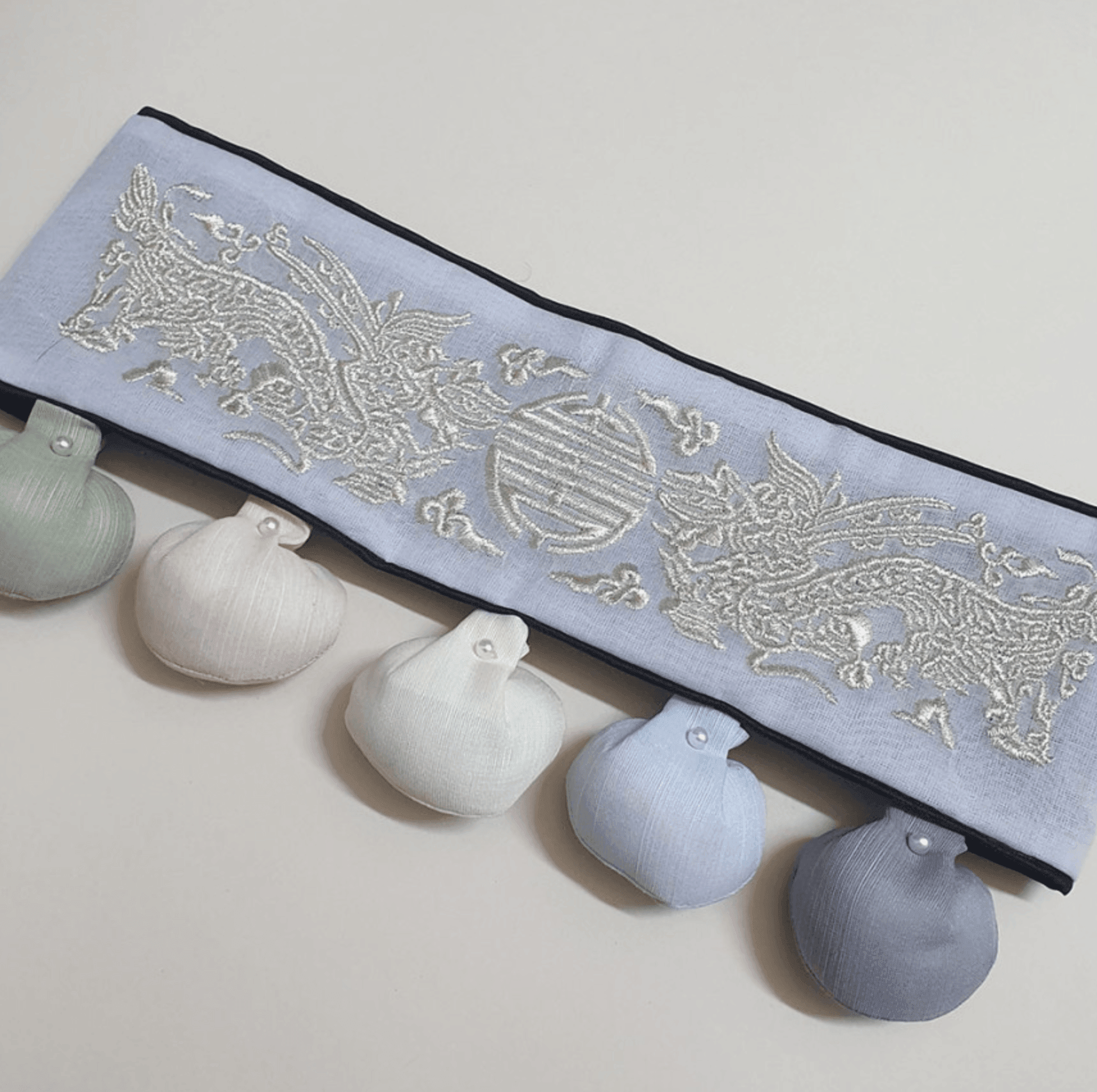 Blue Embroidery Bell Belt - Native Korean
