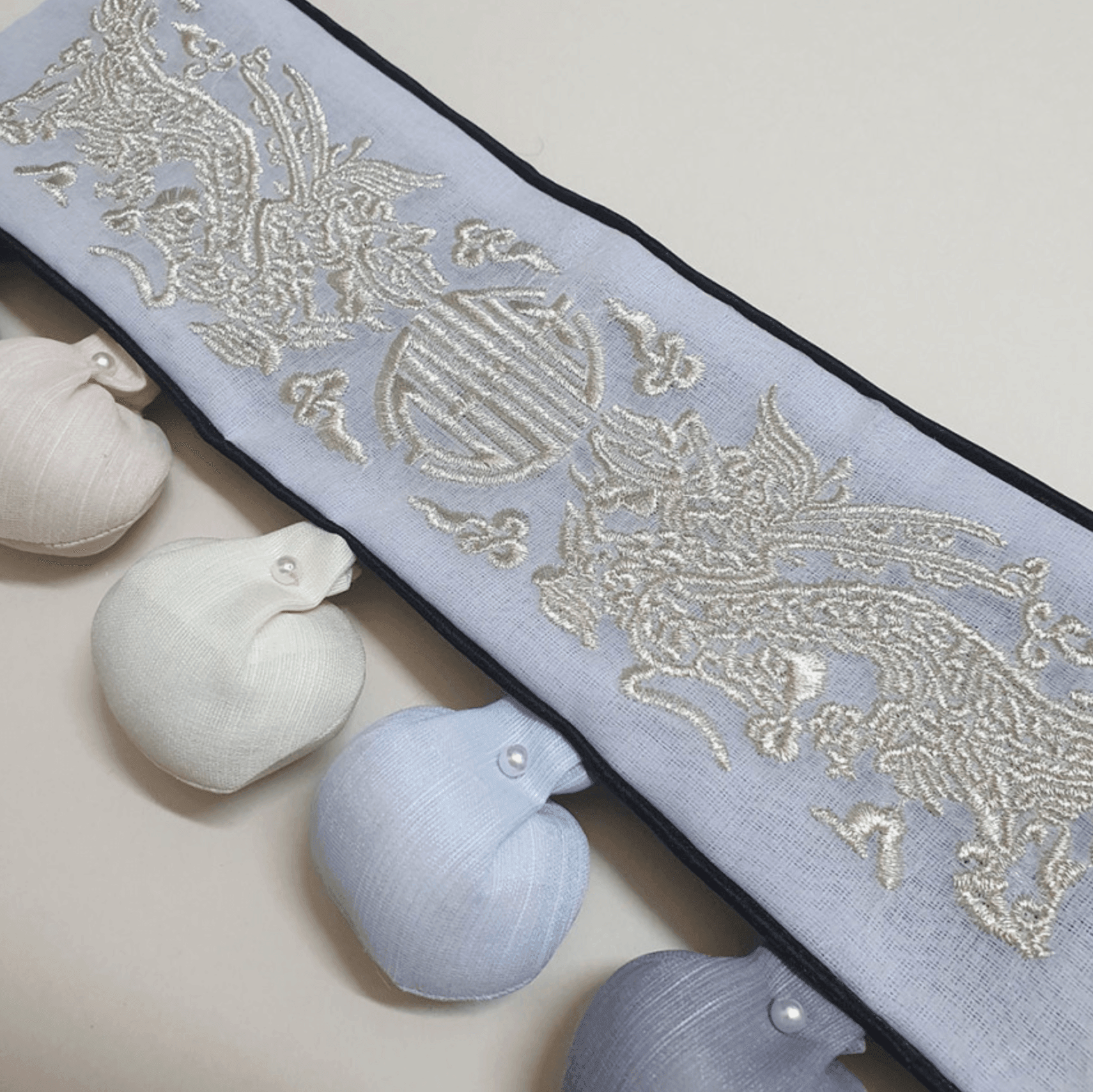Blue Embroidery Bell Belt - Native Korean