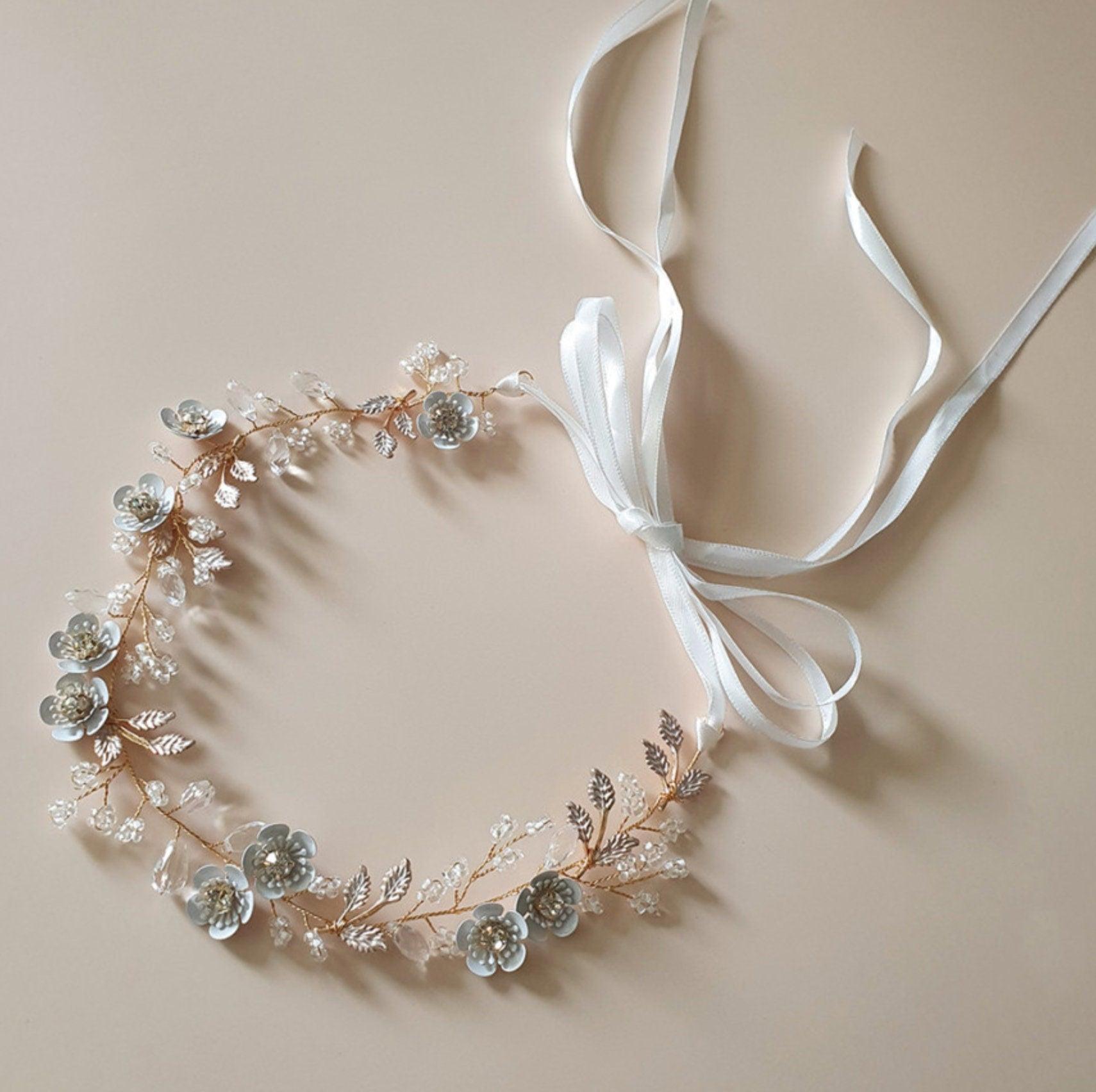 Camellia Beaded Wreath Headband - Native Korean
