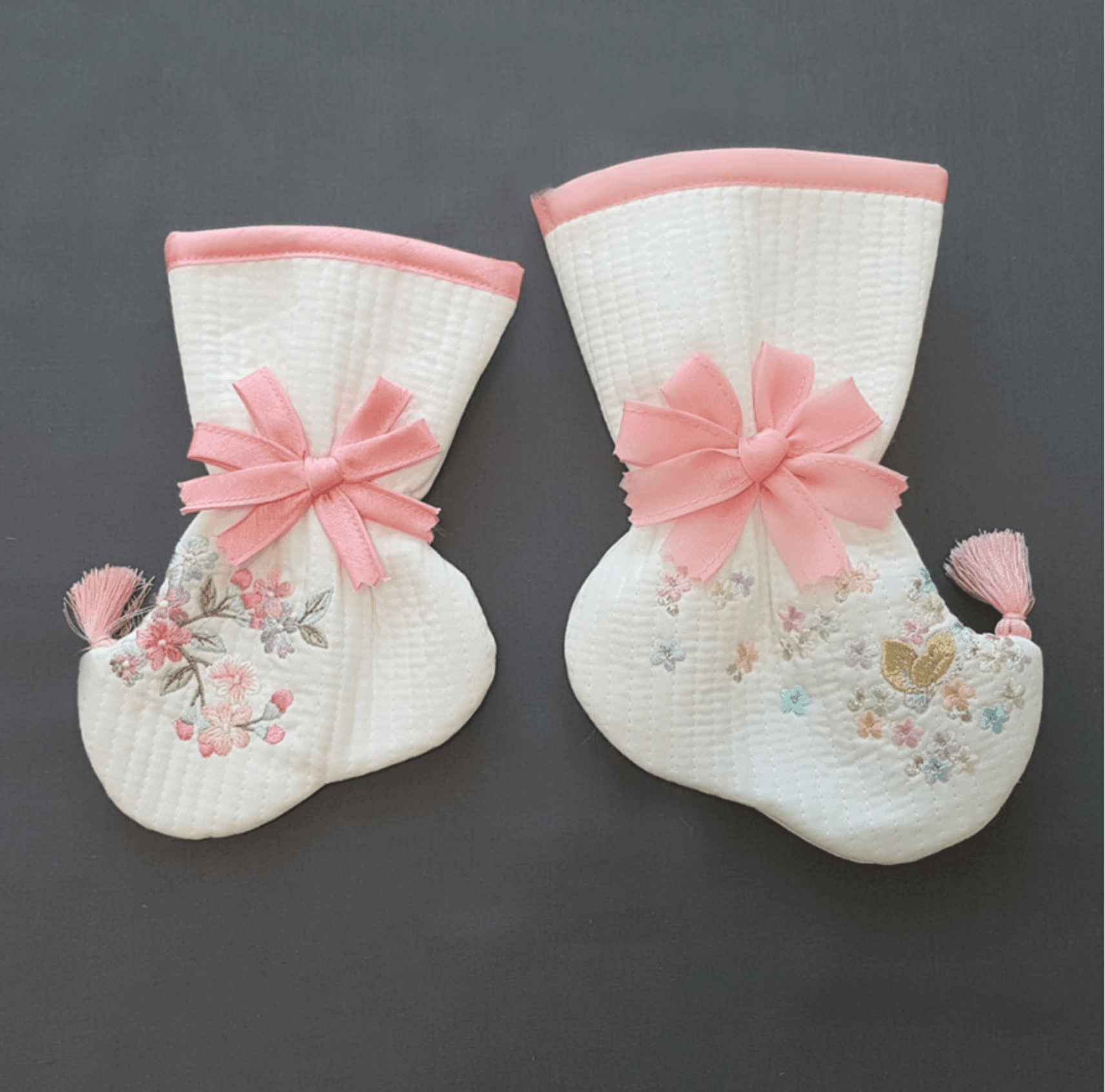 Coral Floral Quilted Hanbok Socks - Native Korean