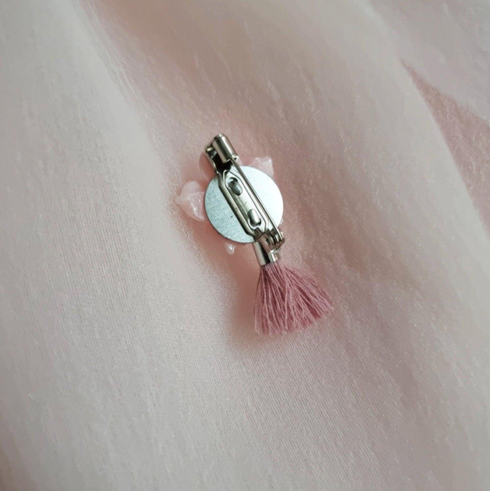 Coral Floral Tassel Brooch - Native Korean