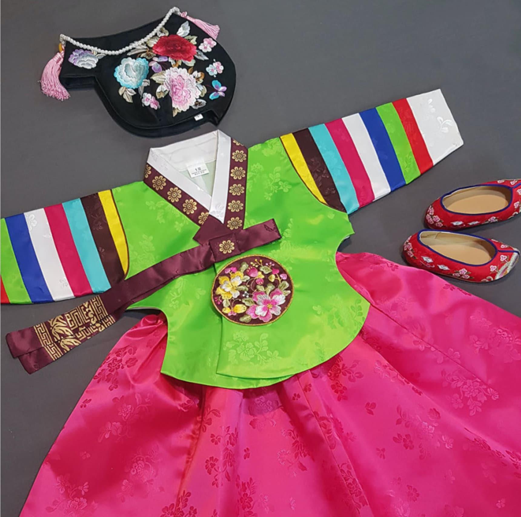 Dachae Green Dangui Girl Hanbok (1-8YR) - Native Korean