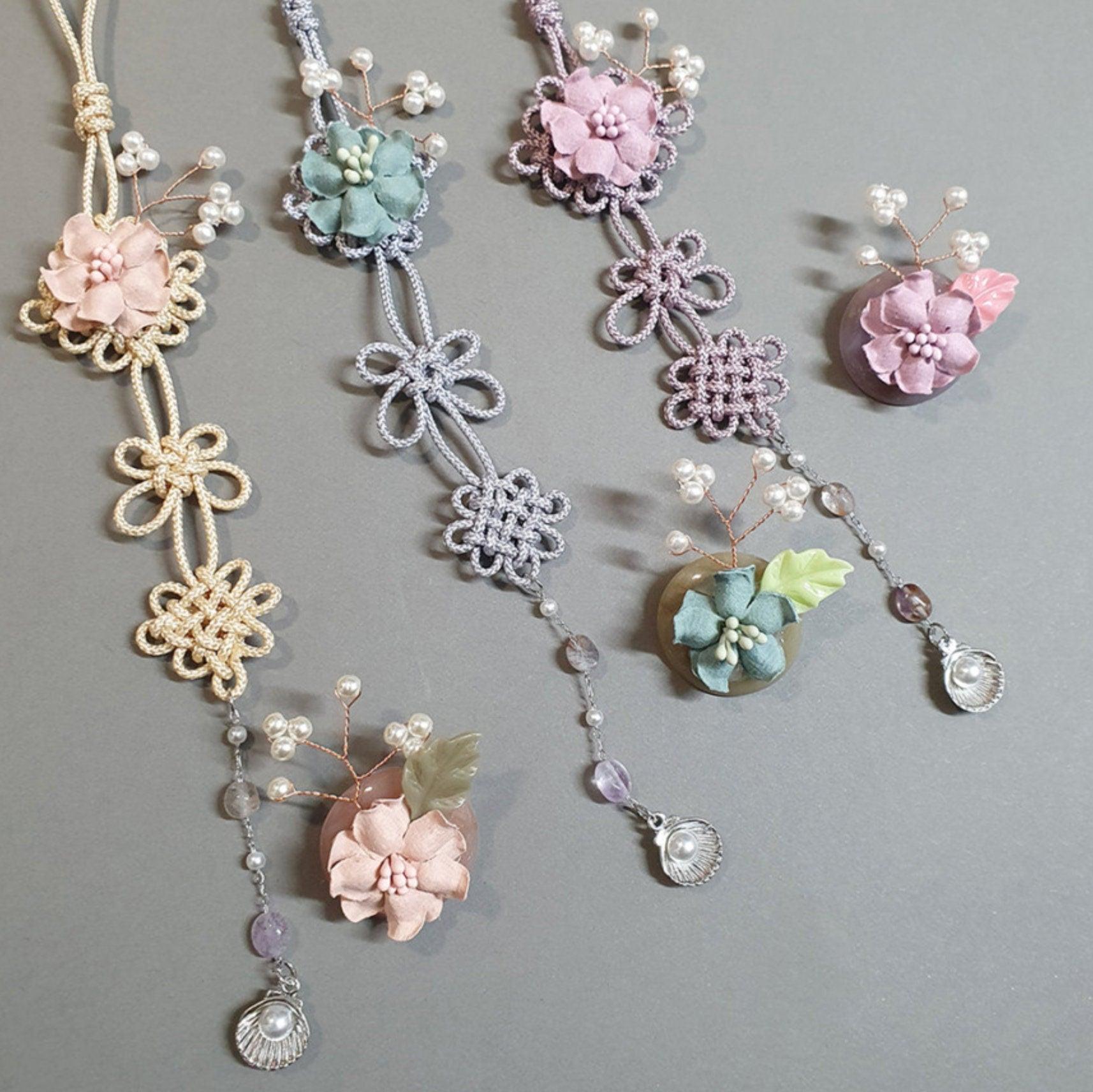Floral Button Brooch - Native Korean