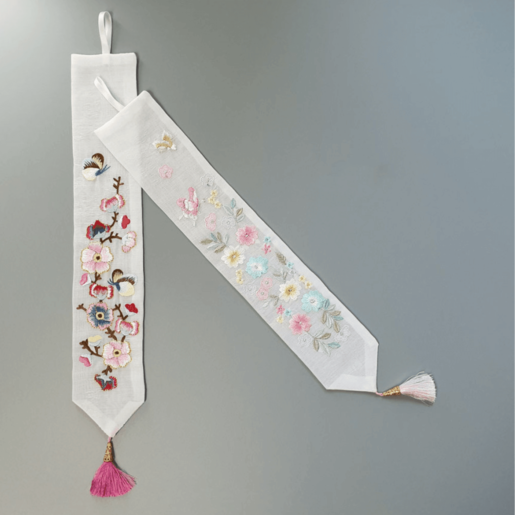 Floral Embroidery Tassel Ribbon - Native Korean