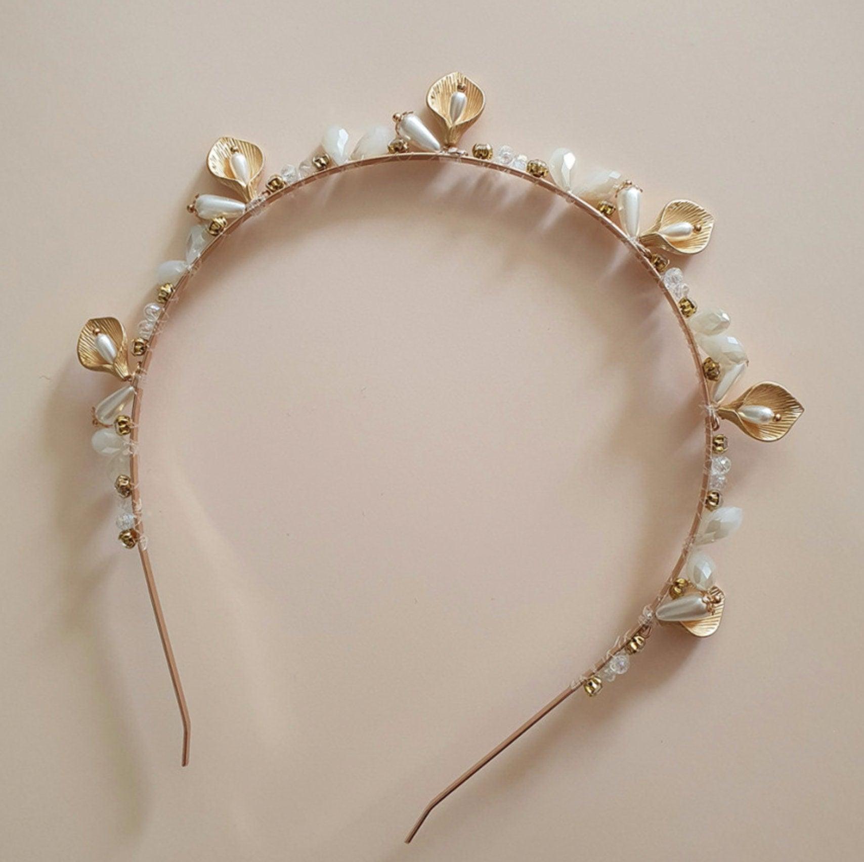 Gold Beaded Headband - Native Korean