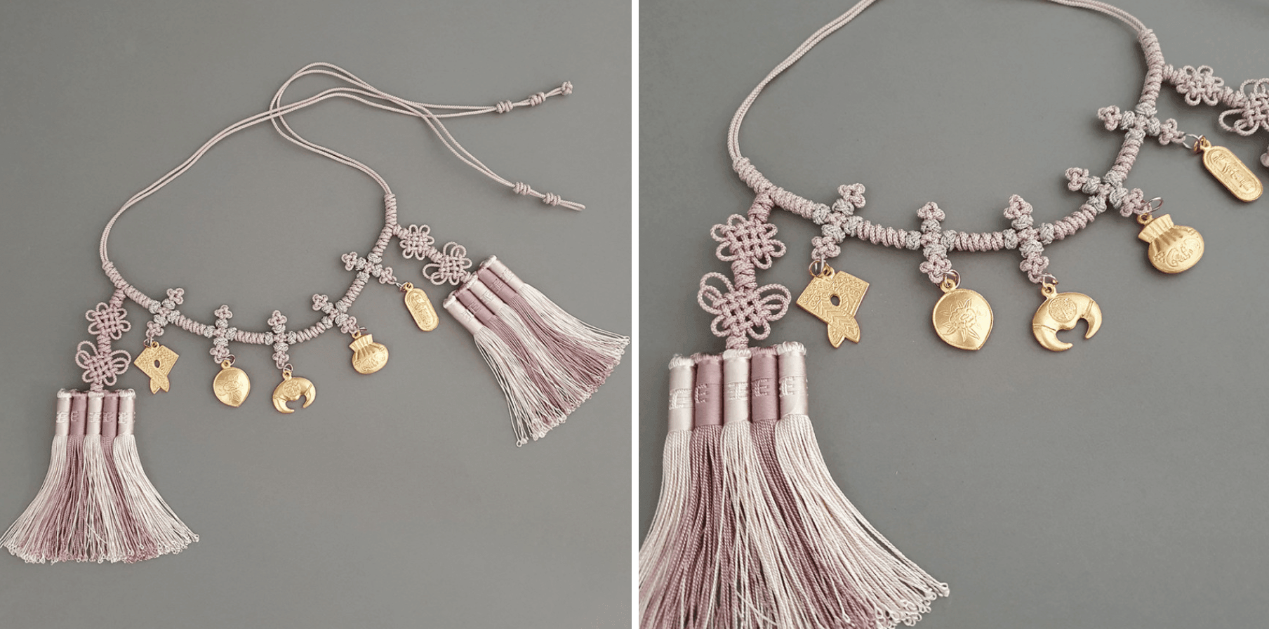 Gold Ornaments Pastel Tassel Belt - Native Korean