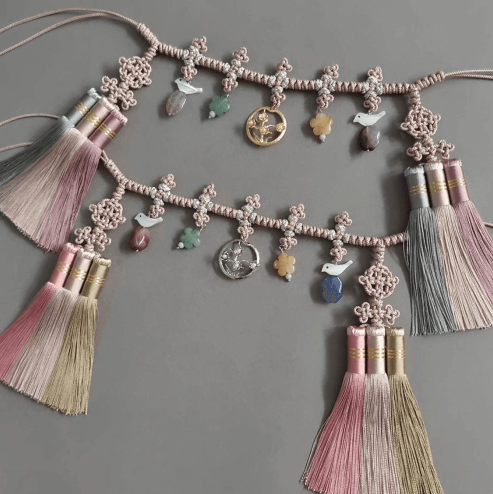 Gold/Silver Ornaments Tassel Belt - Native Korean