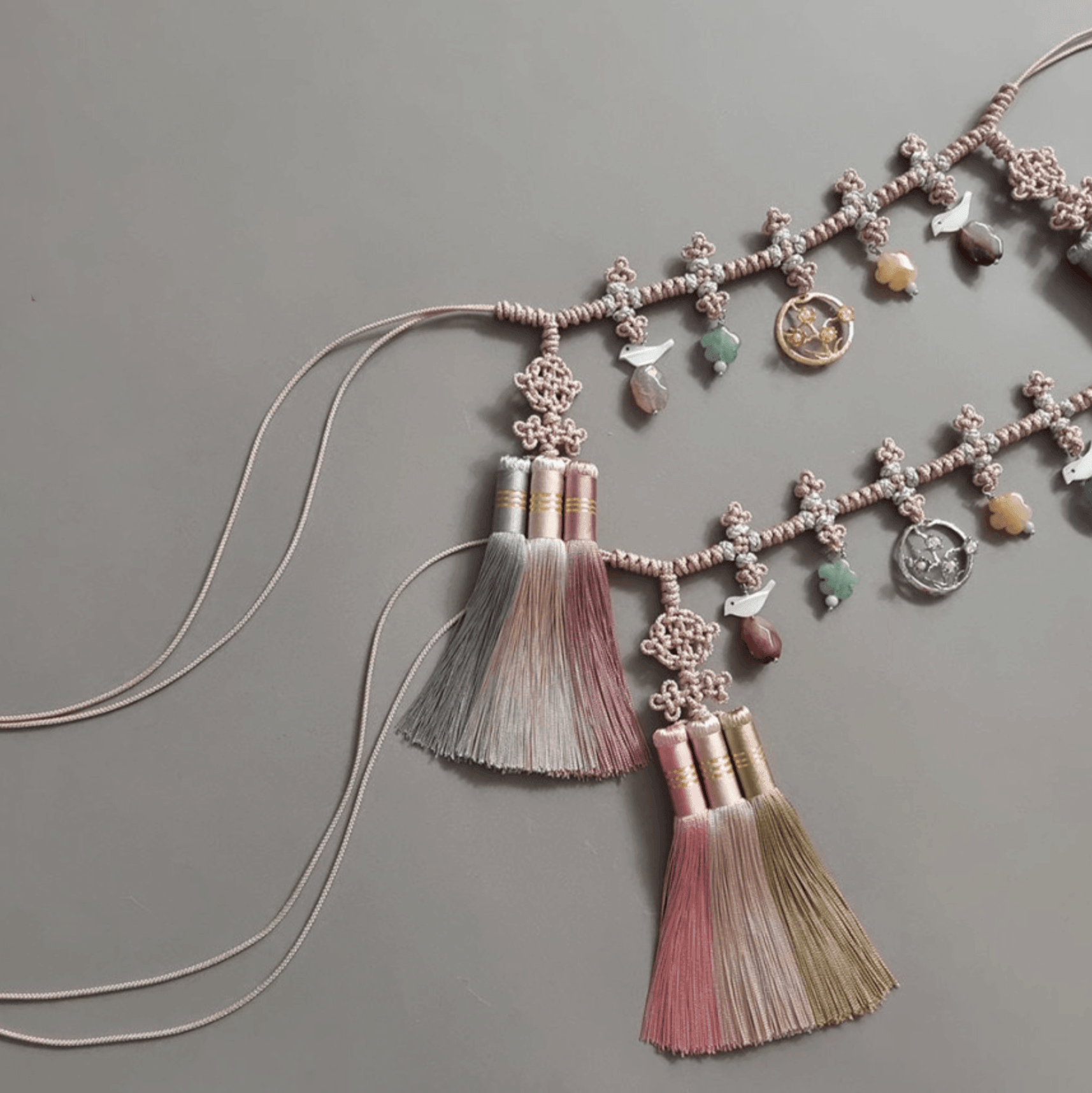 Gold/Silver Ornaments Tassel Belt - Native Korean