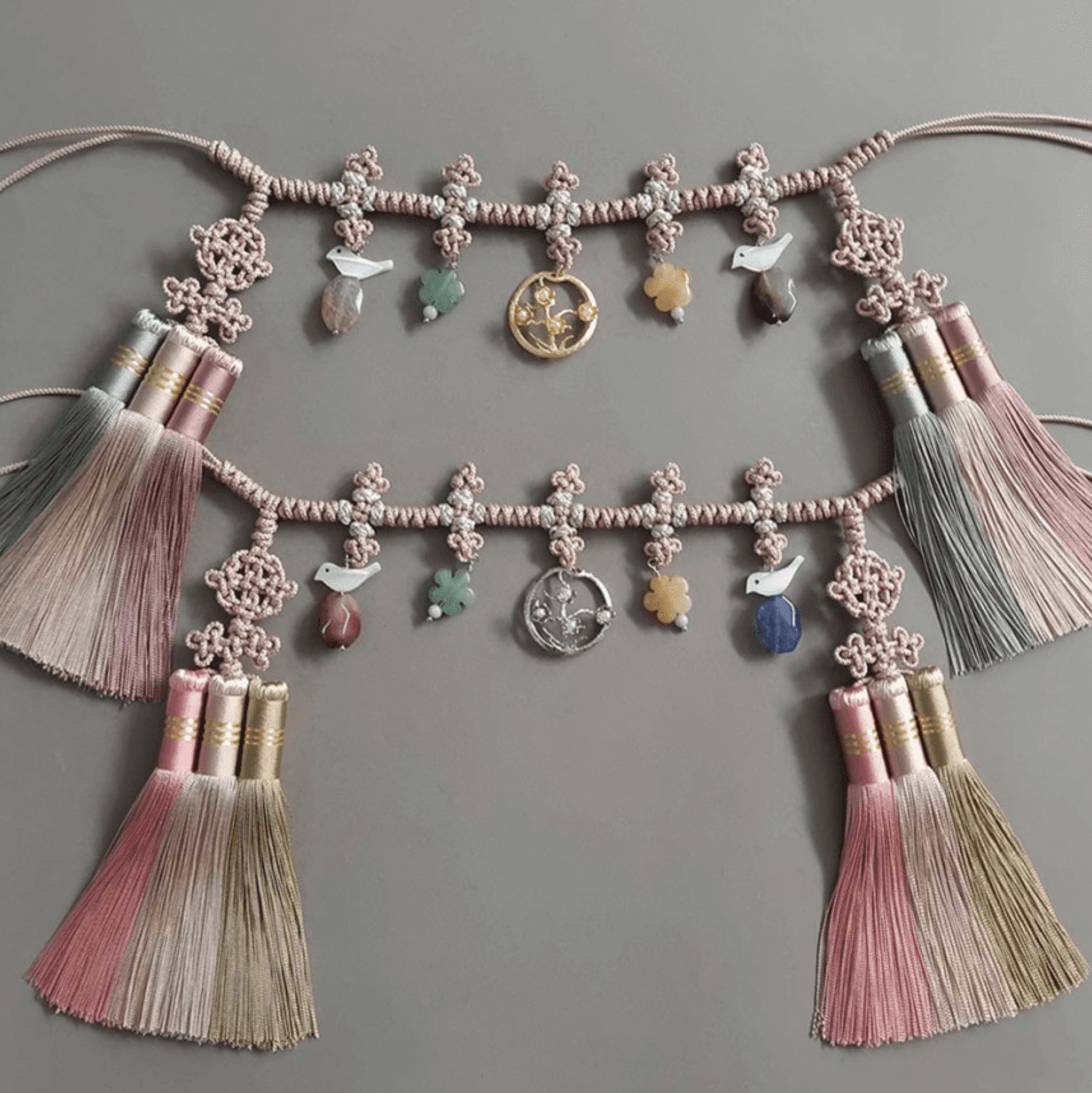 Gold/Silver Ornaments Tassel Belt - Native Korean