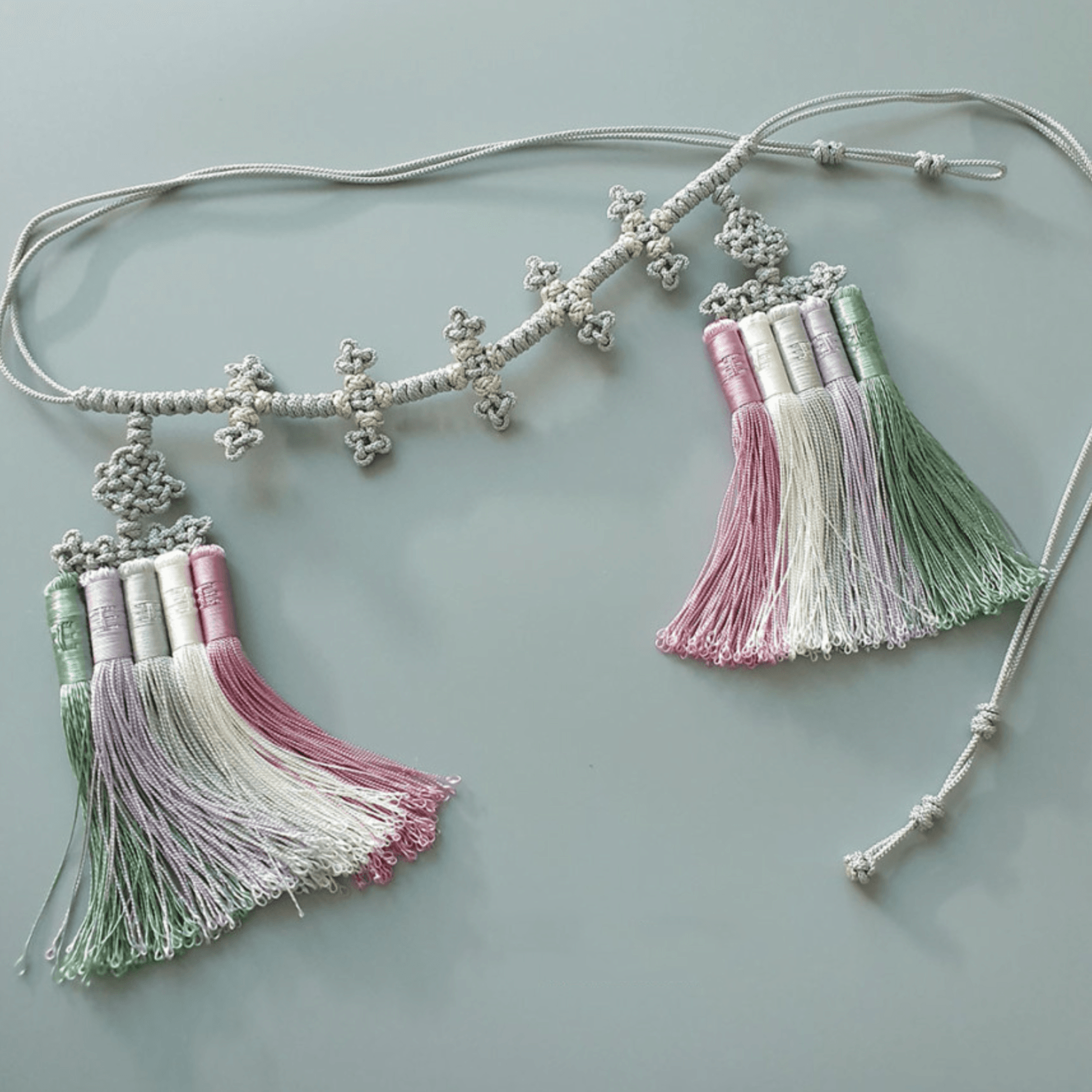 Gray Knot Pastel Tassel Belt - Native Korean