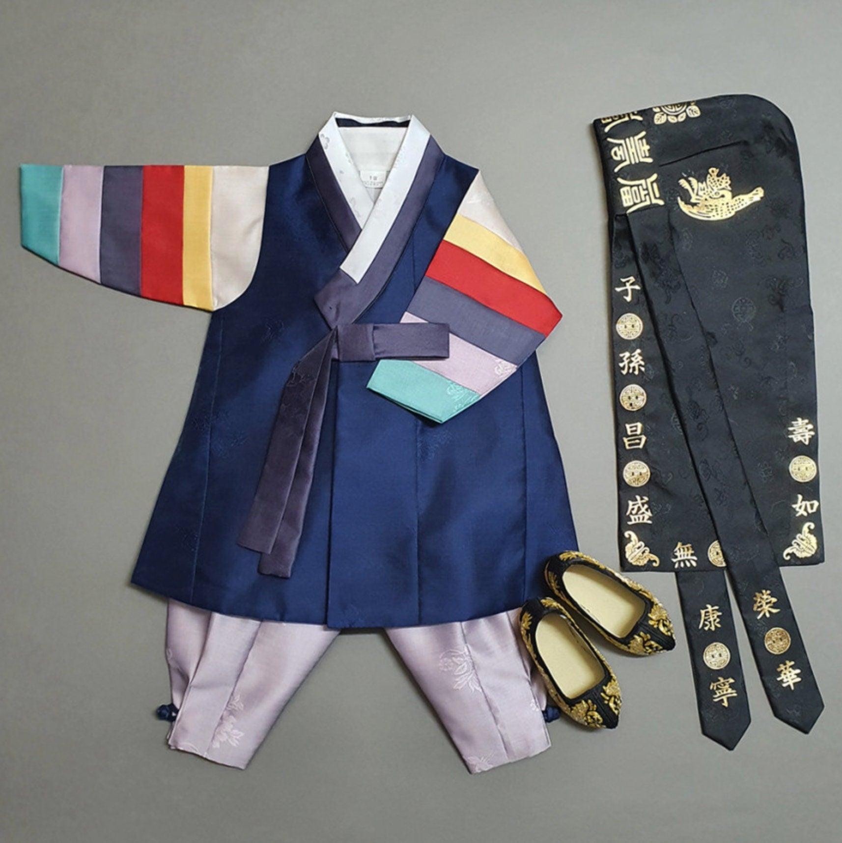 Hyedam Navy Stripe Boy Hanbok (100D-10YR) - Native Korean