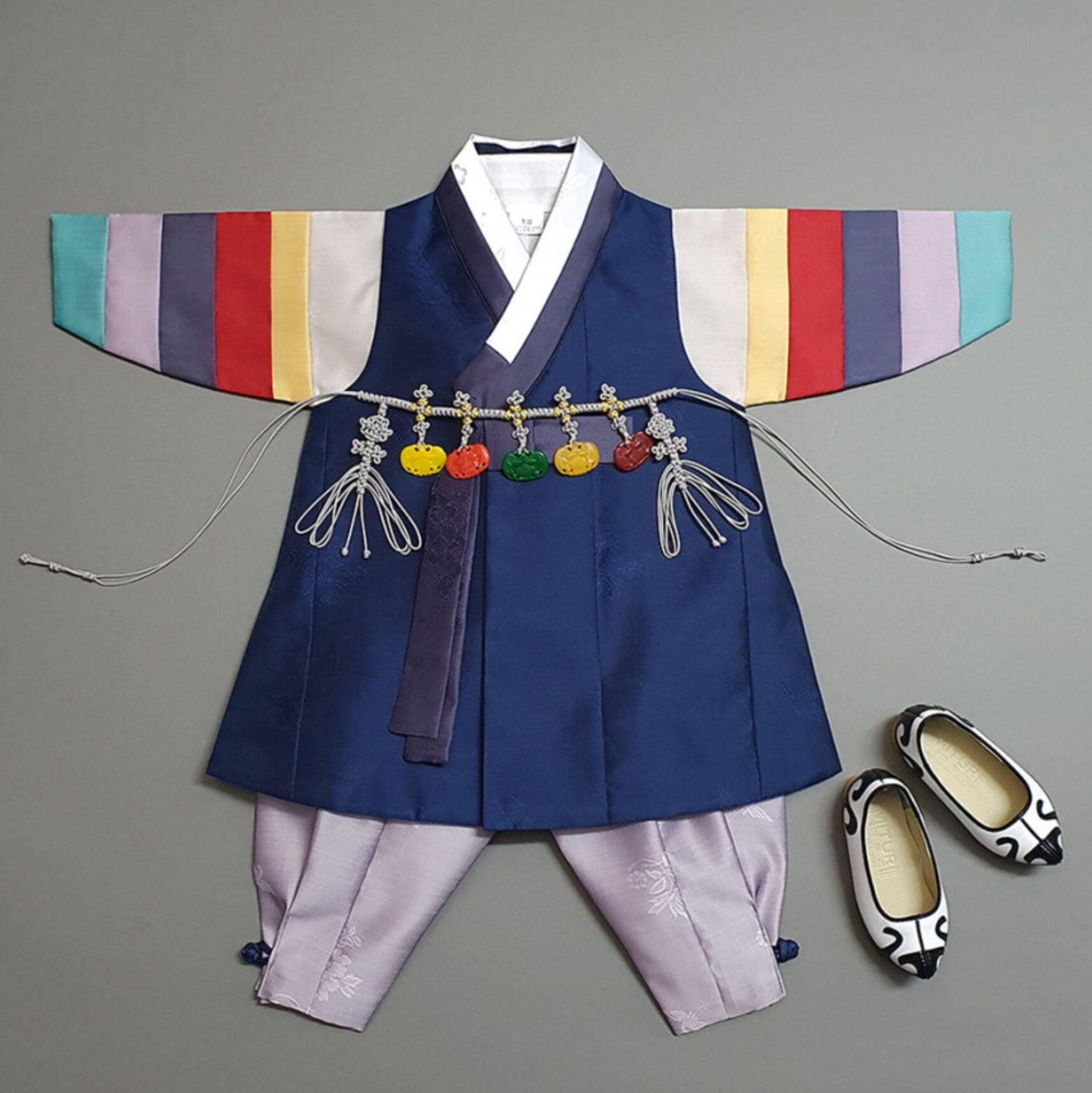 Hyedam Navy Stripe Boy Hanbok (100D-10YR) - Native Korean