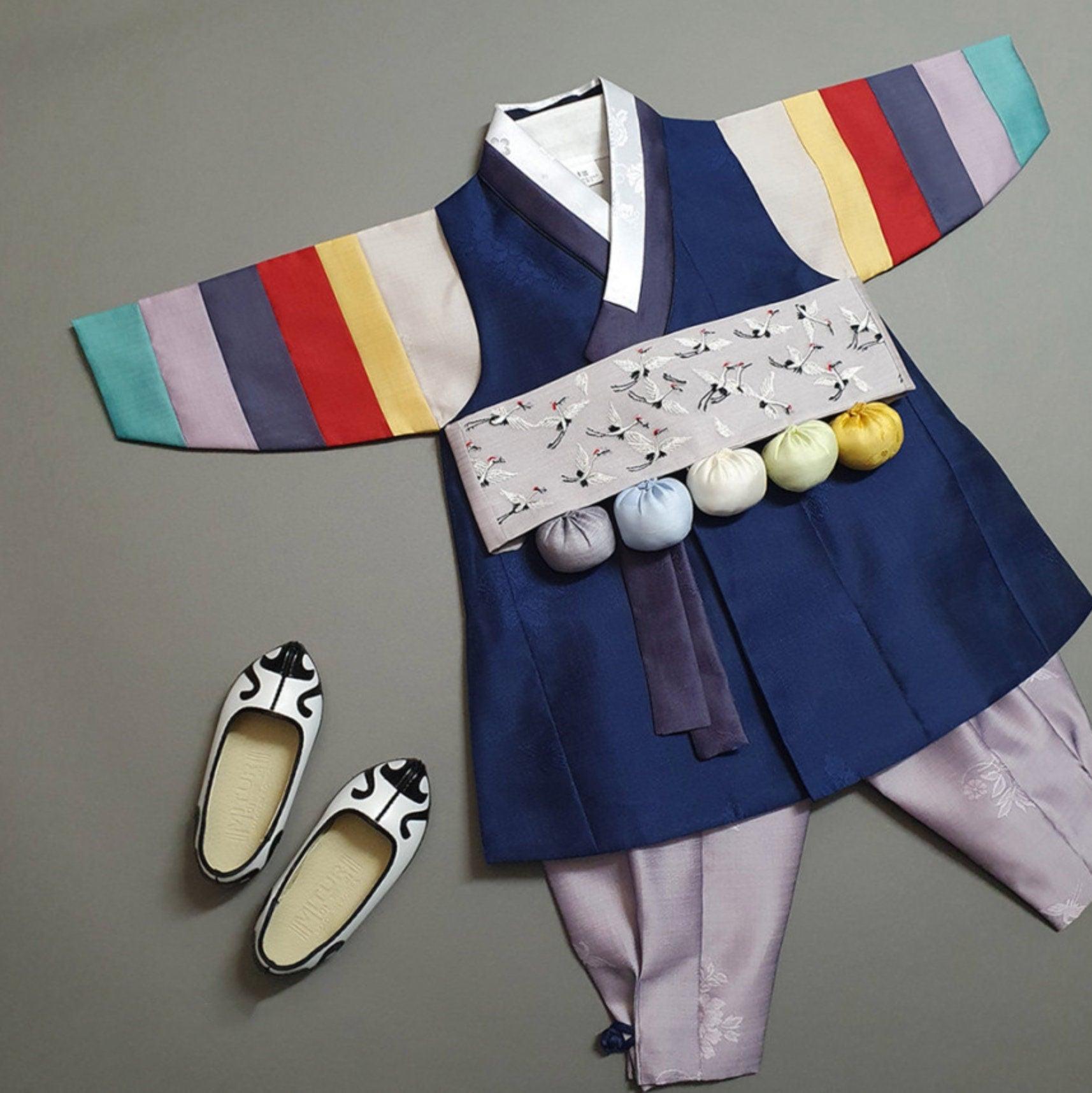 Hyedam Navy Stripe Boy Hanbok (100D-10YR) - Native Korean