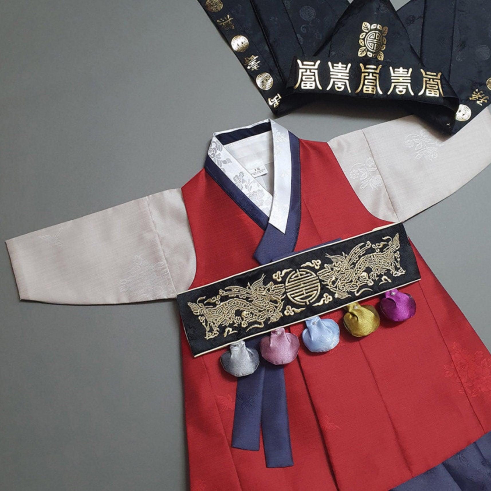 Hyedam Red Solid Boy Hanbok (100D-10YR) - Native Korean