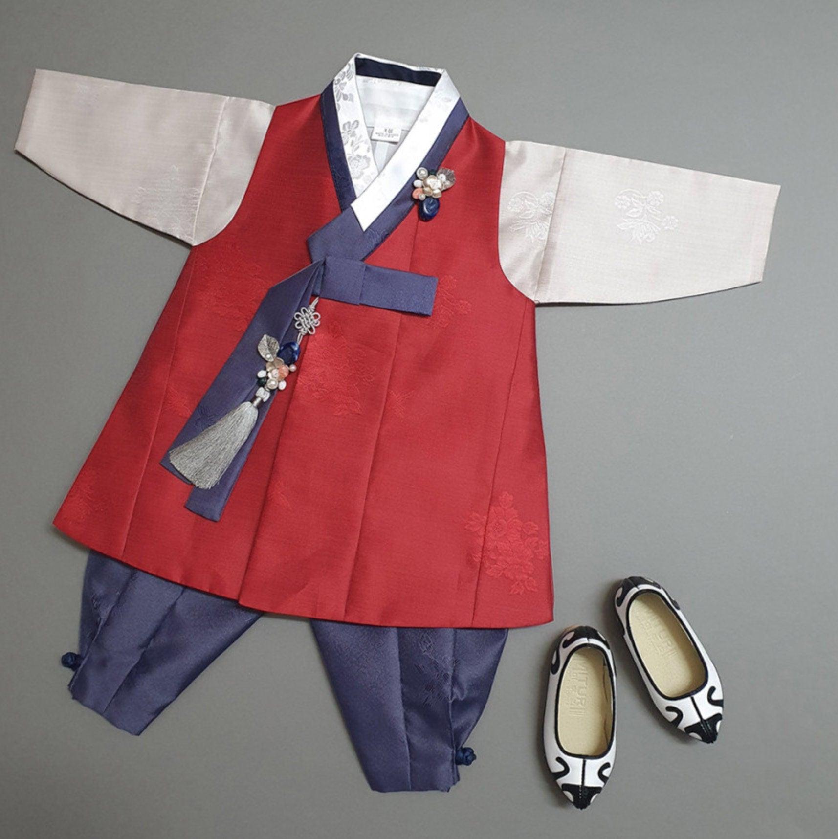 Hyedam Red Solid Boy Hanbok (100D-10YR) - Native Korean