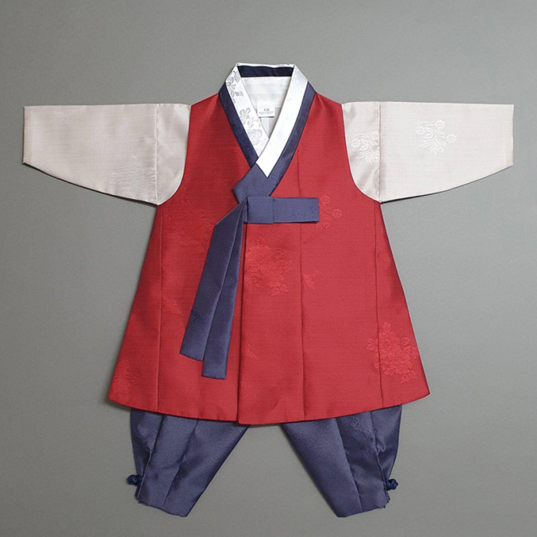 Hyedam Red Solid Boy Hanbok (100D-10YR) - Native Korean