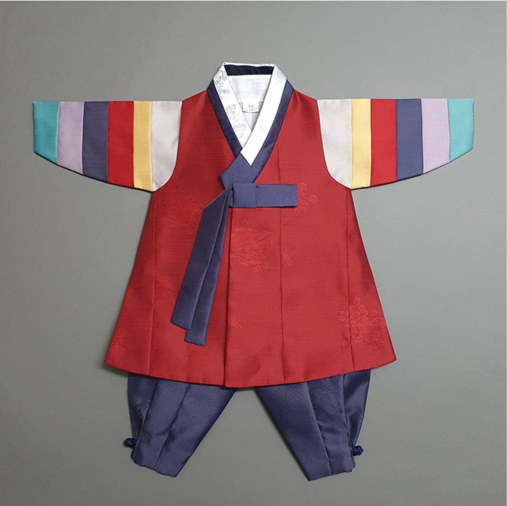 Hyedam Red Stripe Boy Hanbok (100D-10YR) - Native Korean