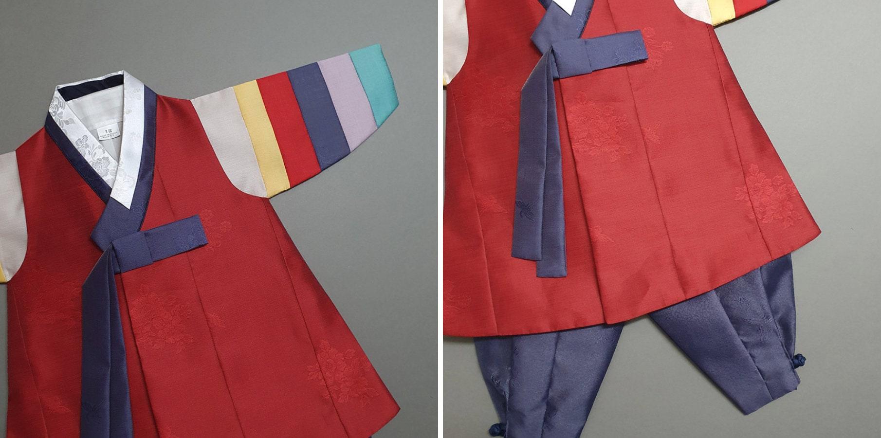 Hyedam Red Stripe Boy Hanbok (100D-10YR) - Native Korean