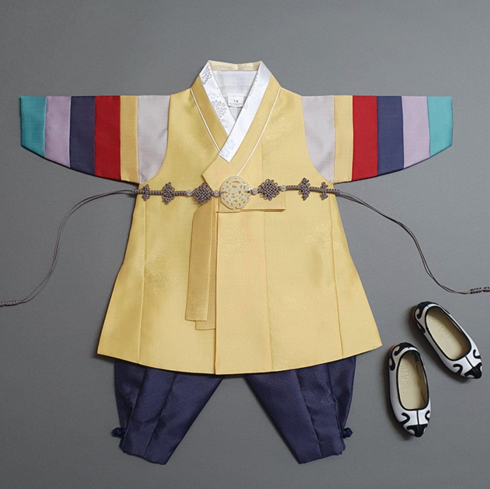 Hyedam Yellow Stripe Boy Hanbok (100D-10YR) - Native Korean