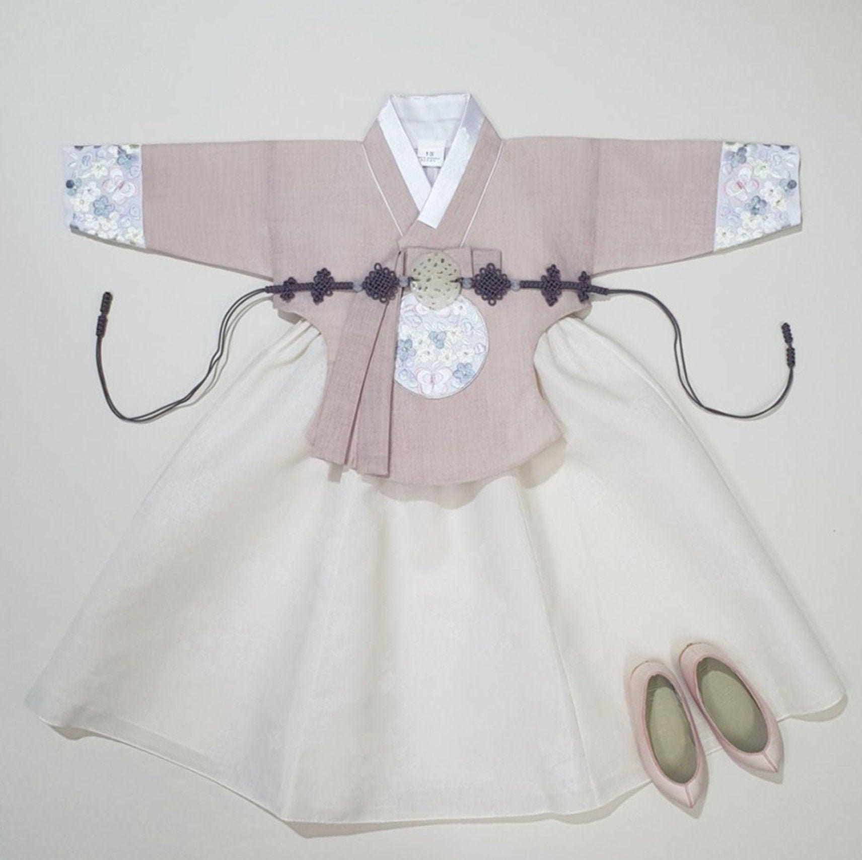 Hyeeu Beige Pink Dangeui Girl Hanbok (100D-1YR) - Native Korean