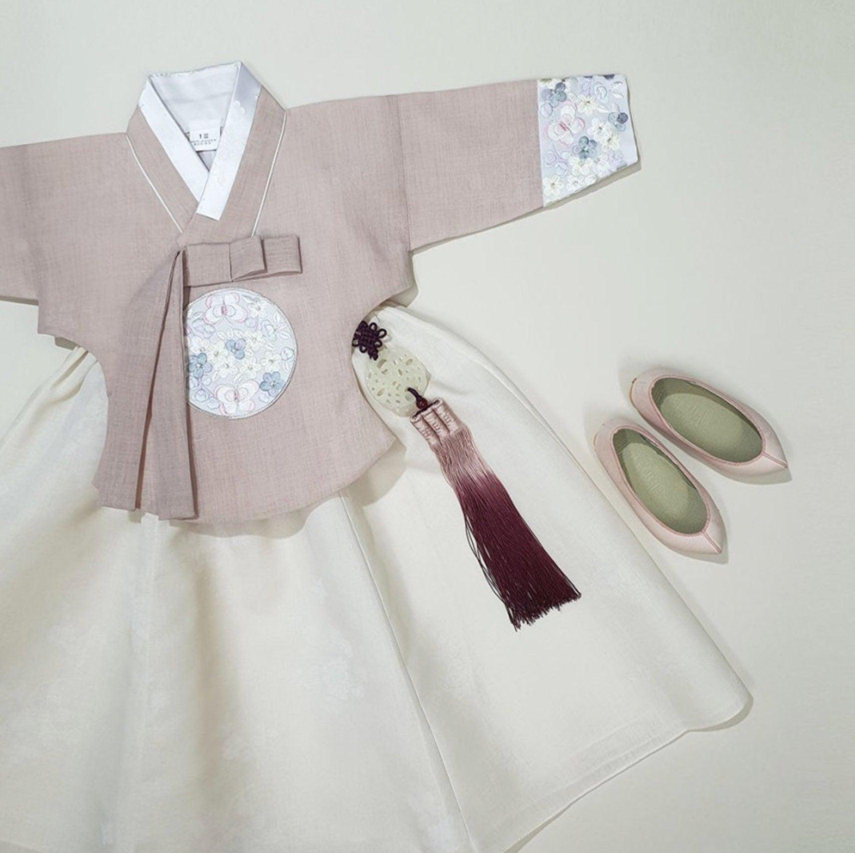 Hyeeu Beige Pink Dangeui Girl Hanbok (100D-1YR) - Native Korean