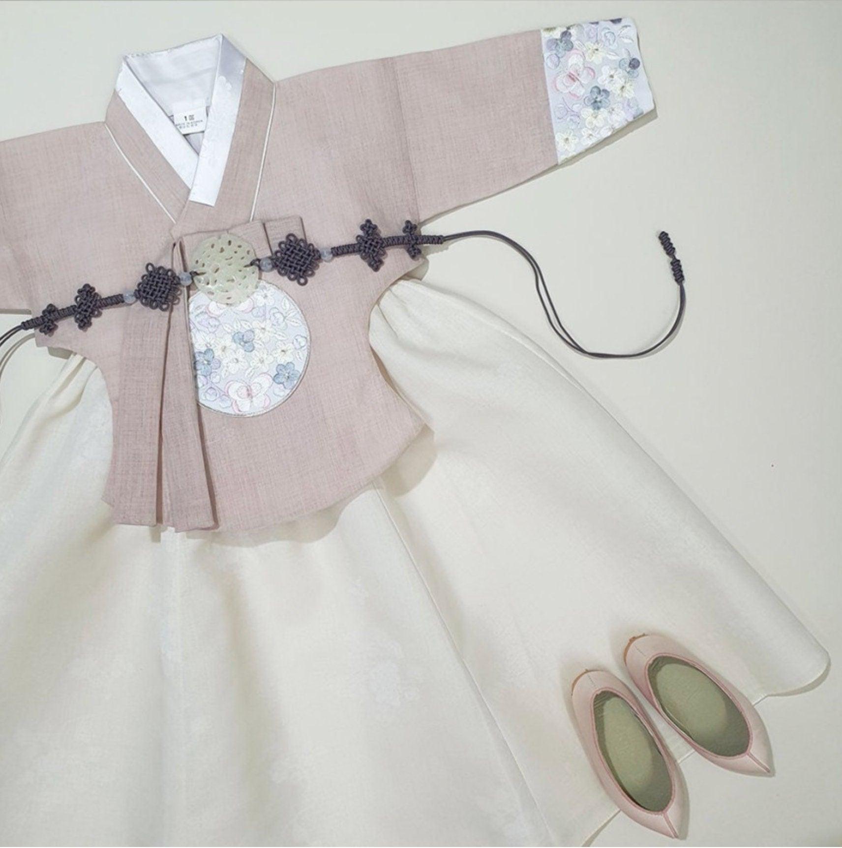 Hyeeu Beige Pink Dangeui Girl Hanbok (100D-1YR) - Native Korean