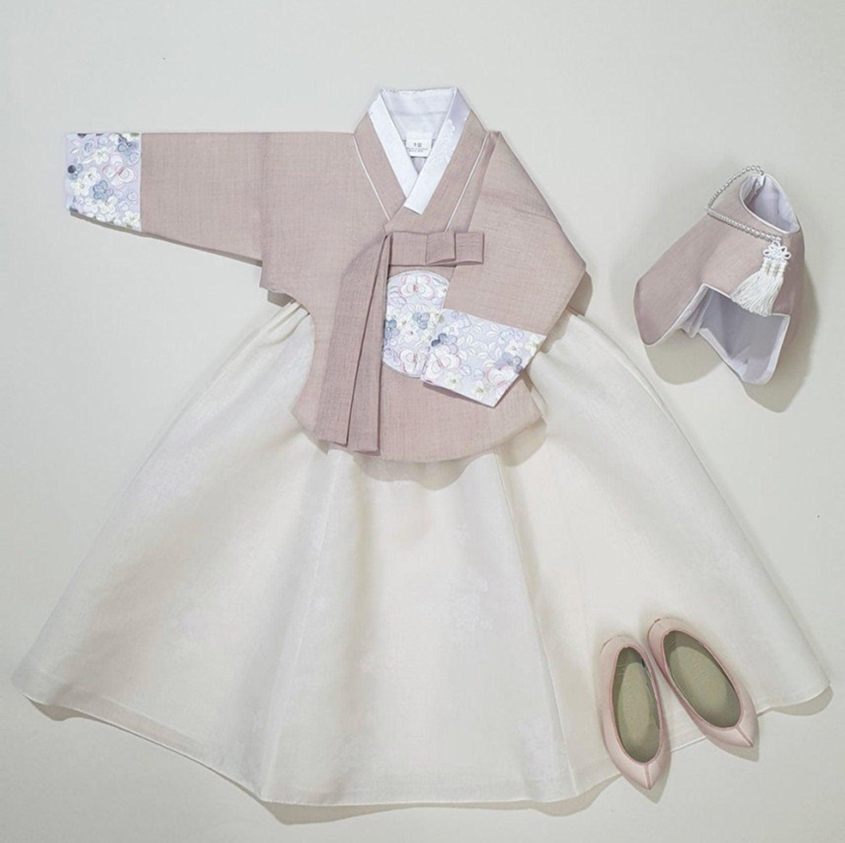 Hyeeu Beige Pink Dangeui Girl Hanbok (100D-1YR) - Native Korean