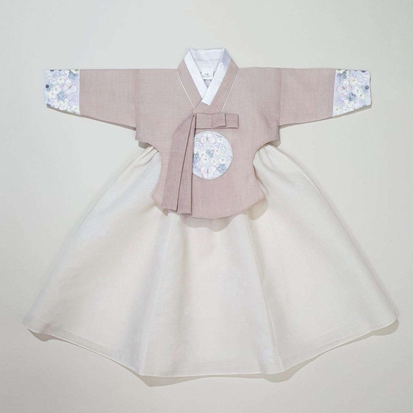 Hyeeu Beige Pink Dangeui Girl Hanbok (100D-1YR) - Native Korean