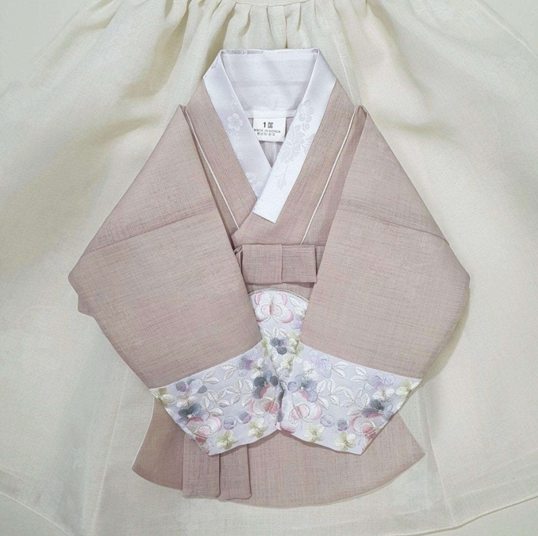 Hyeeu Beige Pink Dangeui Girl Hanbok (100D-1YR) - Native Korean