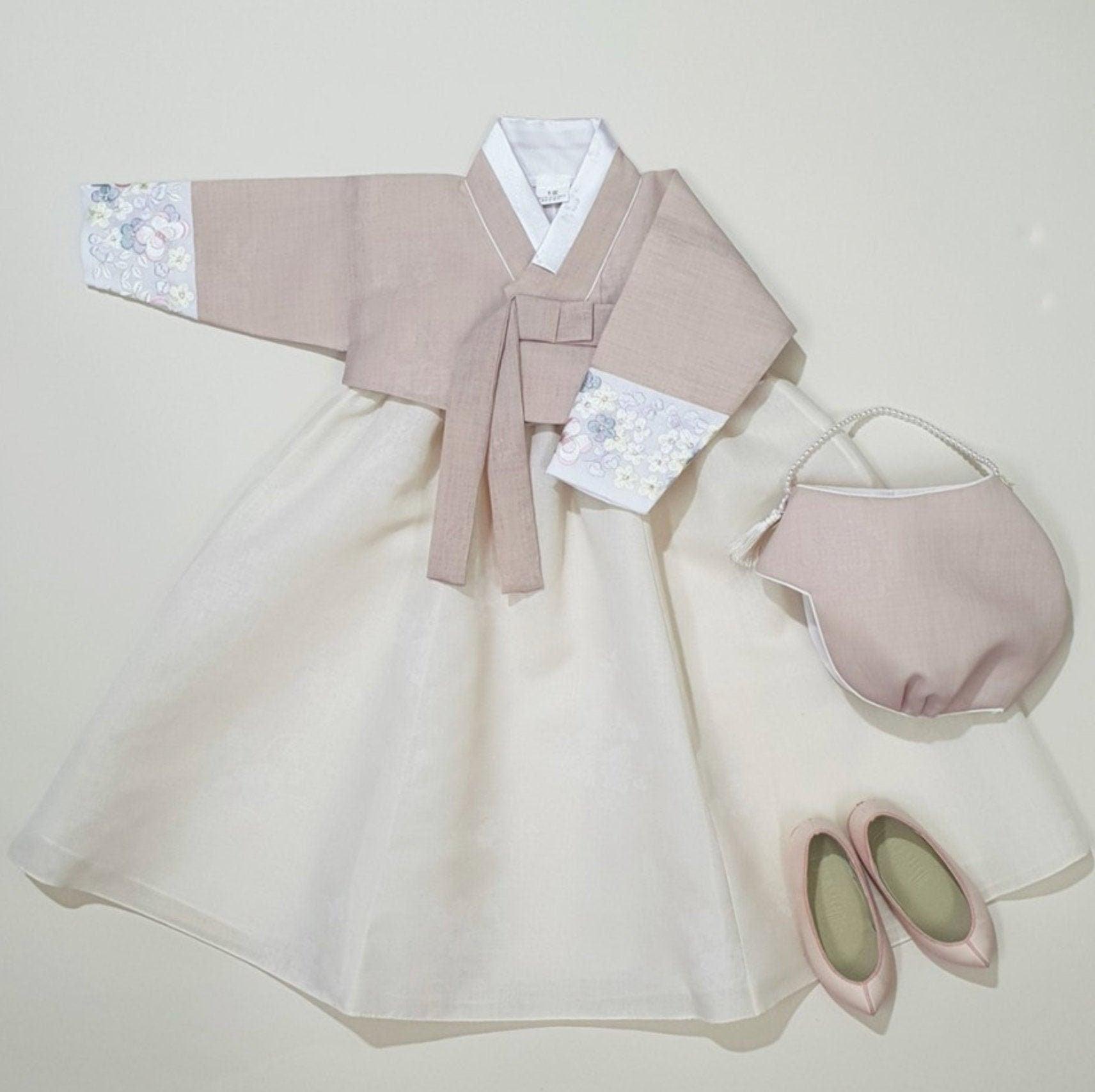 Hyeeu Beige Pink Jeogori Girl Hanbok (100D-1YR) - Native Korean