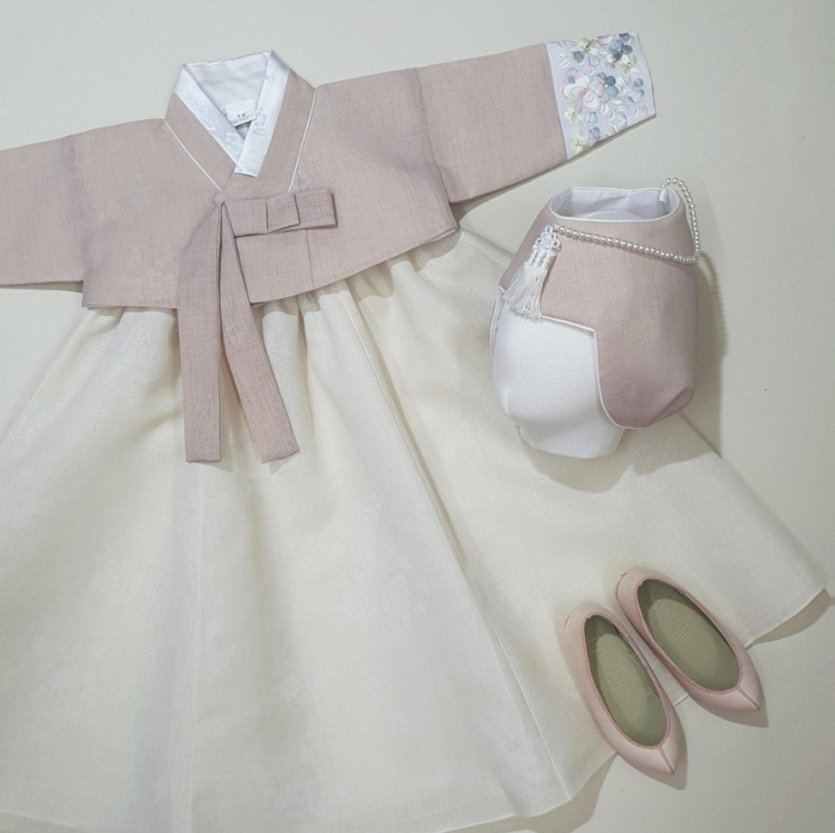 Hyeeu Beige Pink Jeogori Girl Hanbok (100D-1YR) - Native Korean