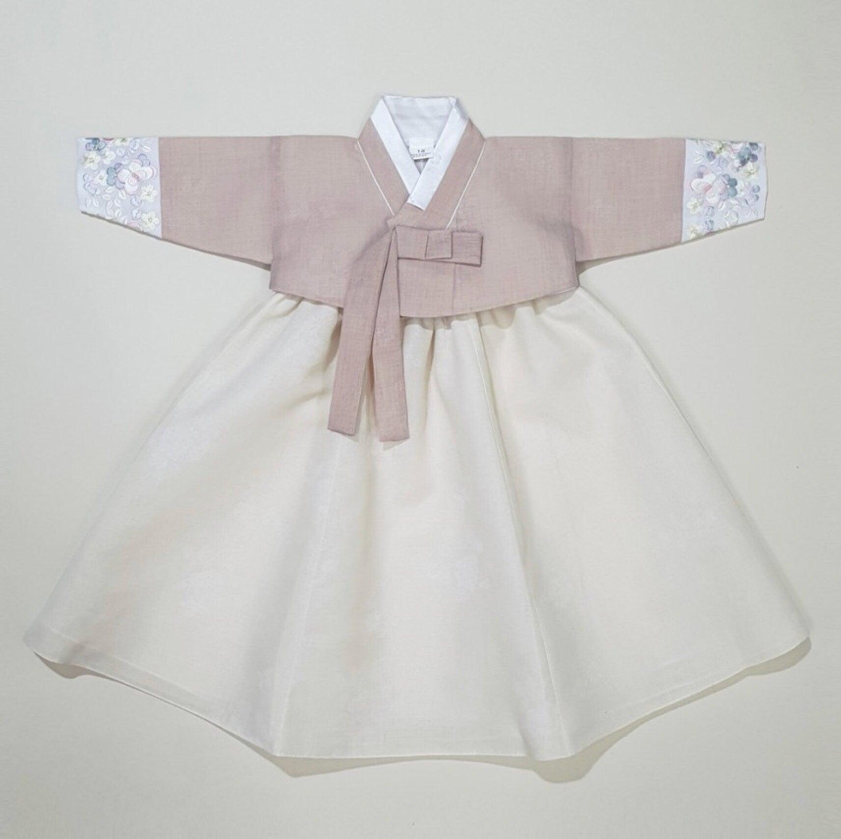 Hyeeu Beige Pink Jeogori Girl Hanbok (100D-1YR) - Native Korean