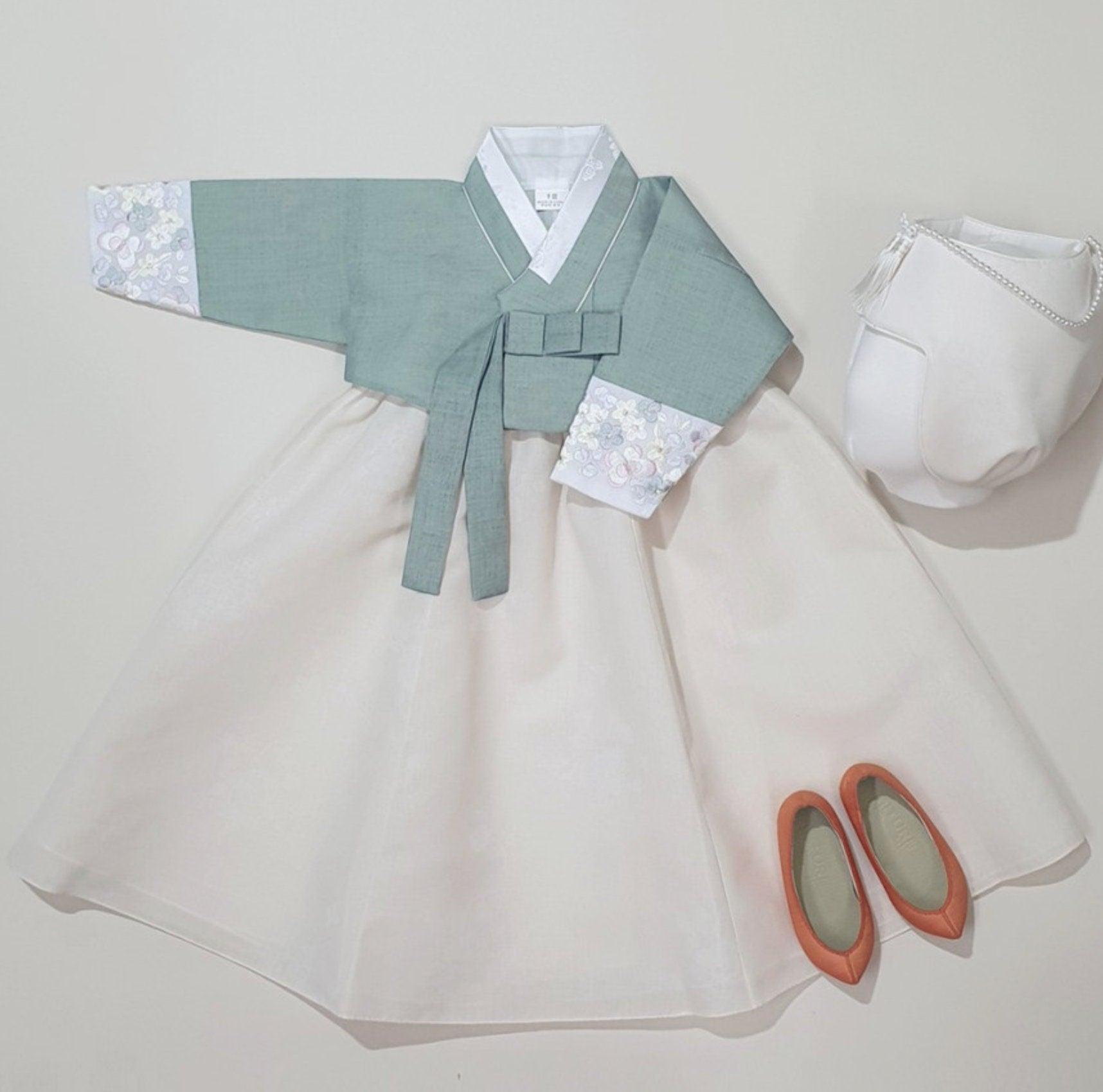 Hyeeu Green Jeogori Girl Hanbok (100D-1YR) - Native Korean