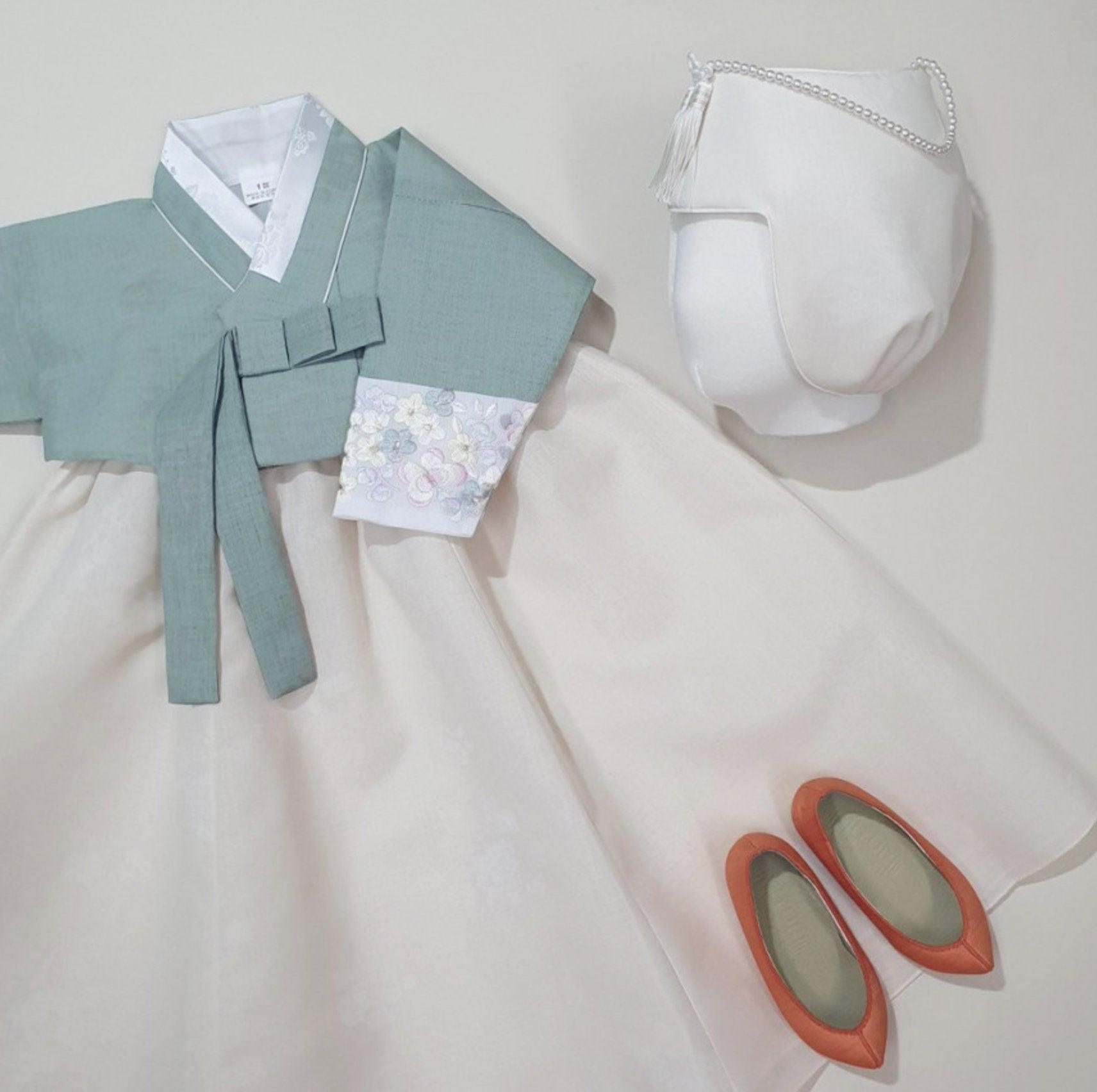 Hyeeu Green Jeogori Girl Hanbok (100D-1YR) - Native Korean