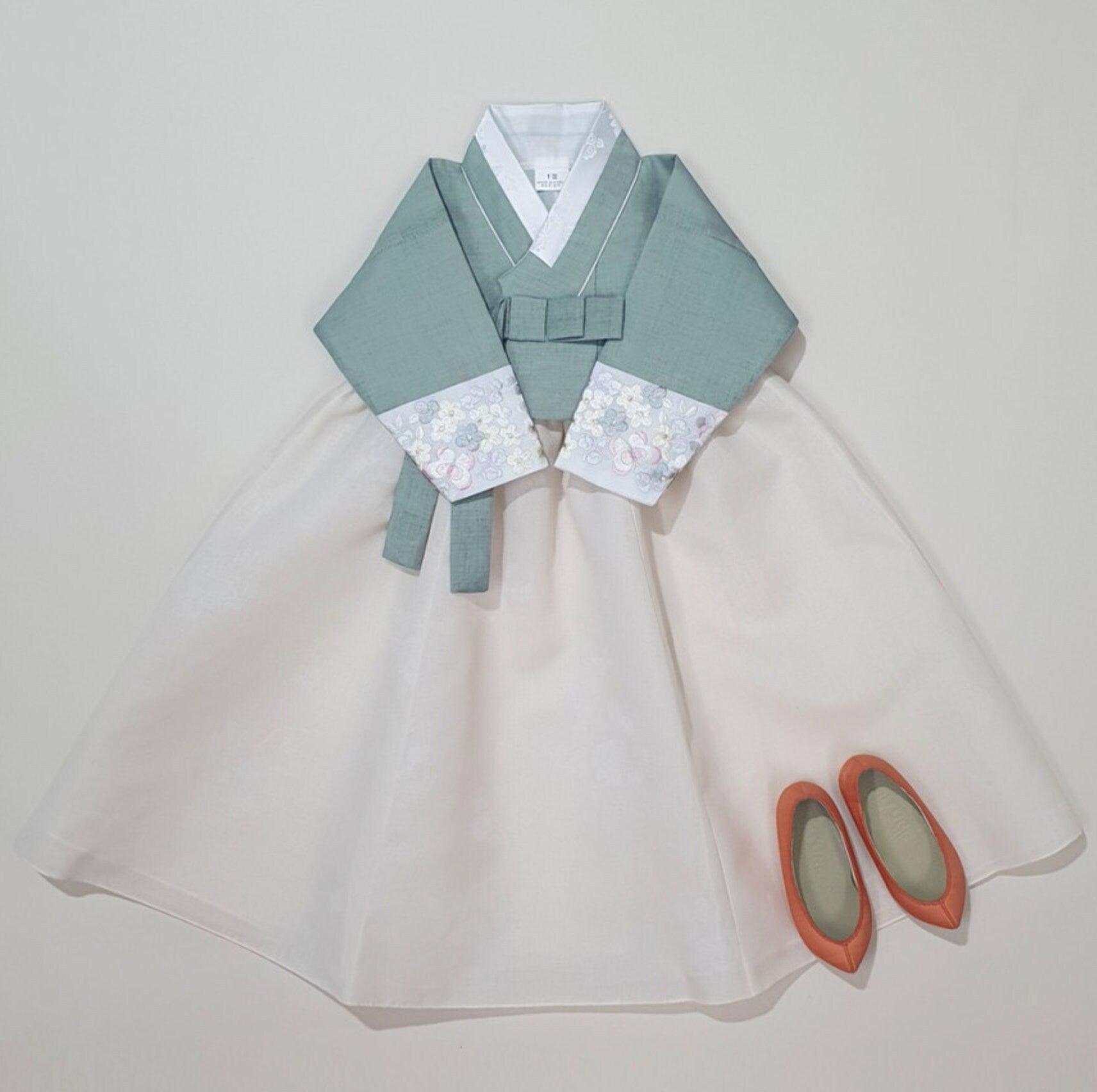 Hyeeu Green Jeogori Girl Hanbok (100D-1YR) - Native Korean