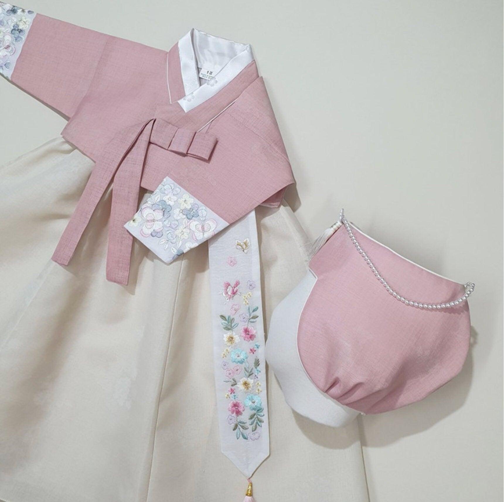 Hyeeu Pink Jeogori-Ivory Skirt Girl Hanbok (100D-1YR) - Native Korean