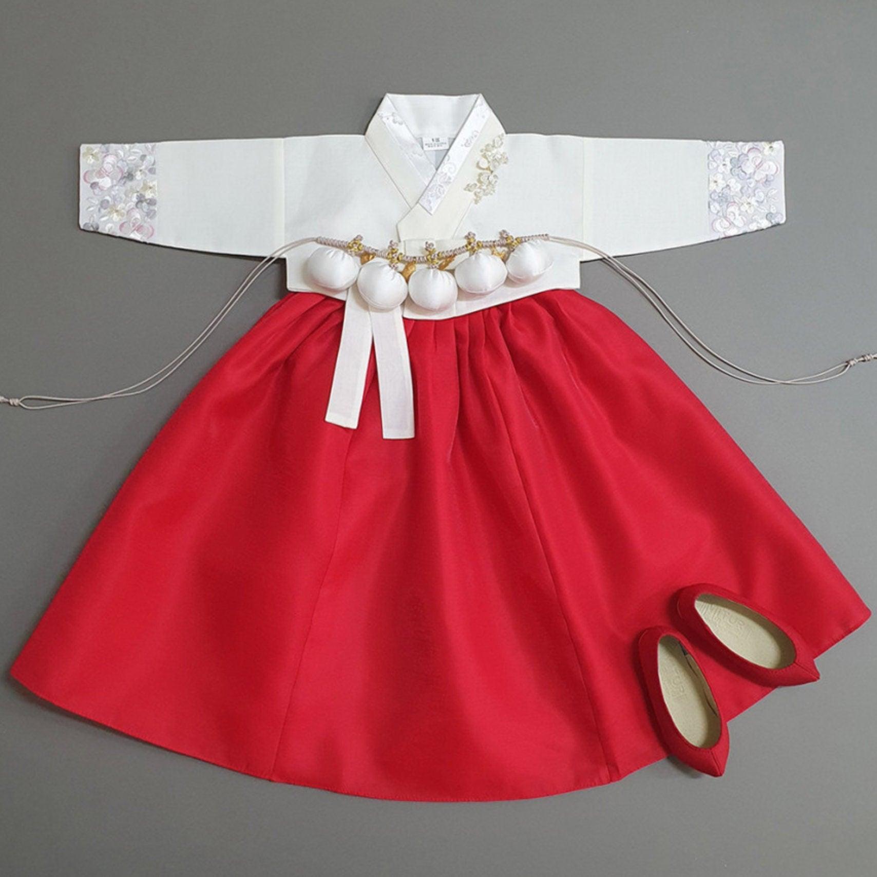 Hyeeu Red Girl Hanbok (100D-15YR) - Native Korean