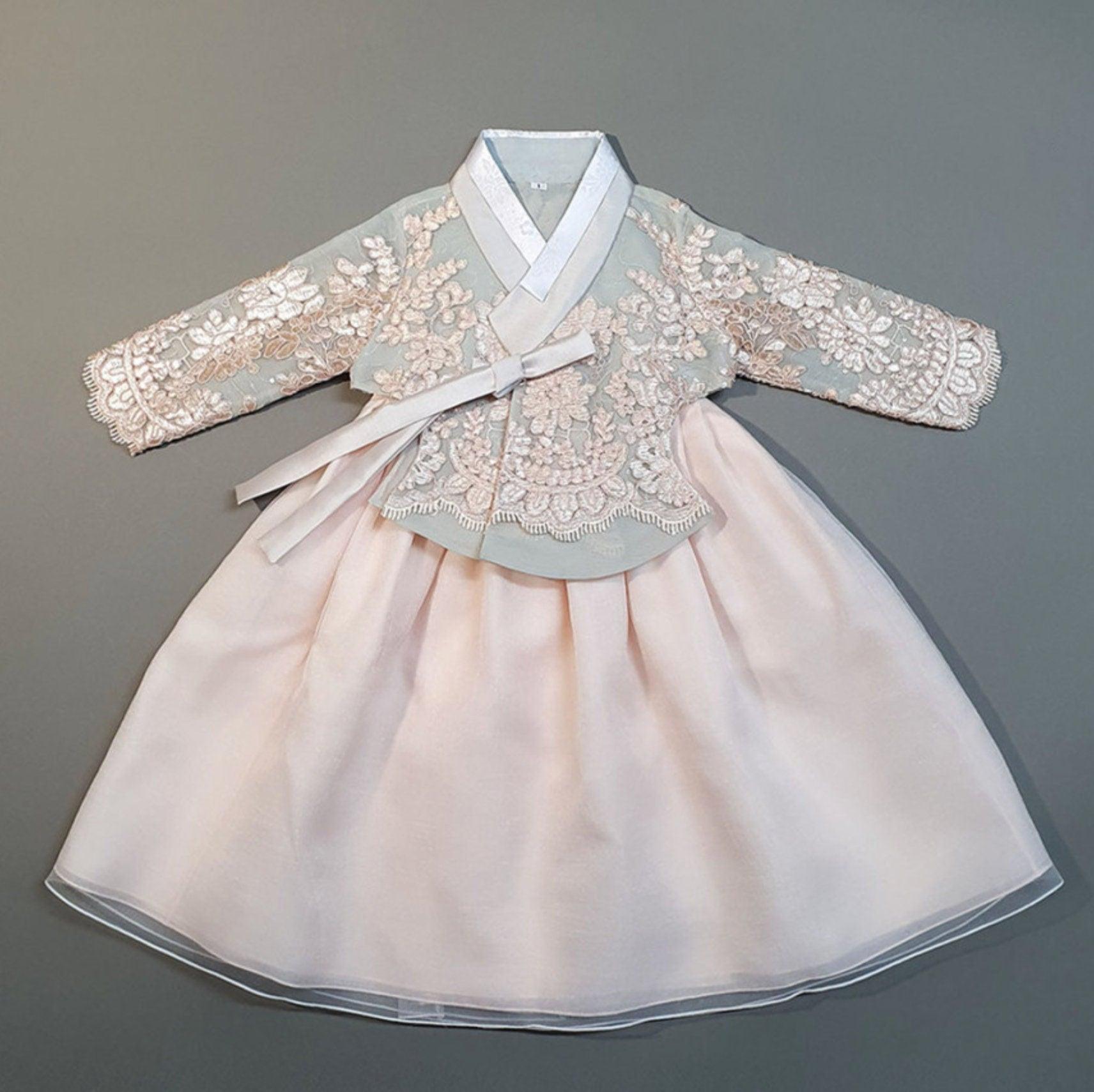 Hyejin Lace Dress Girl Hanbok (100D-15YR) - Native Korean