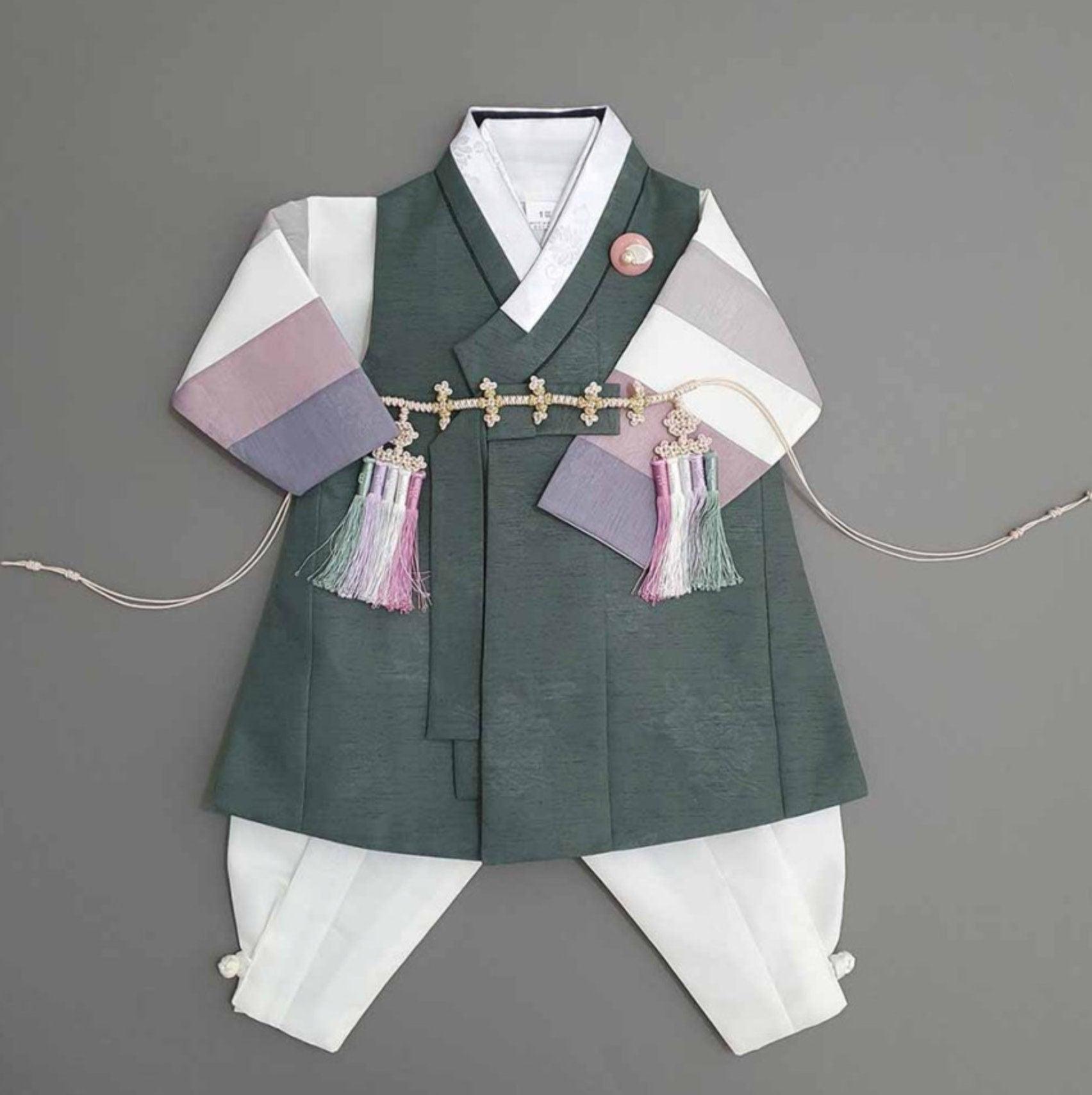 Hyogyung Khaki Ivory Boy Hanbok (100D-10YR) - Native Korean