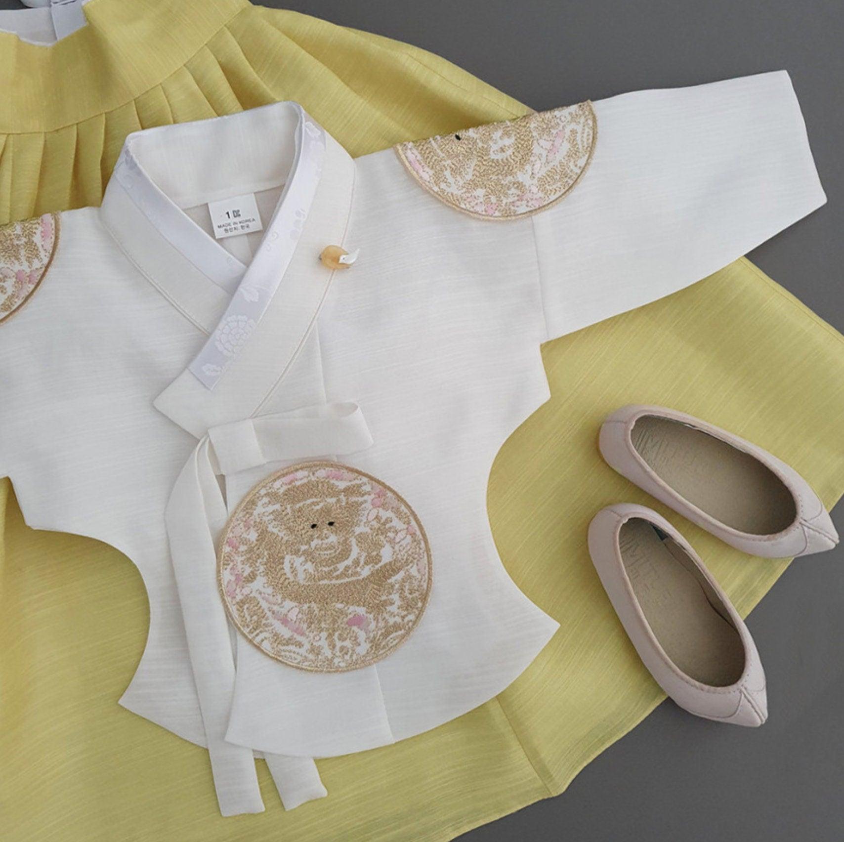 Hyunbi Gold Embroidery Yellow Girl Hanbok (100D-1YR) - Native Korean