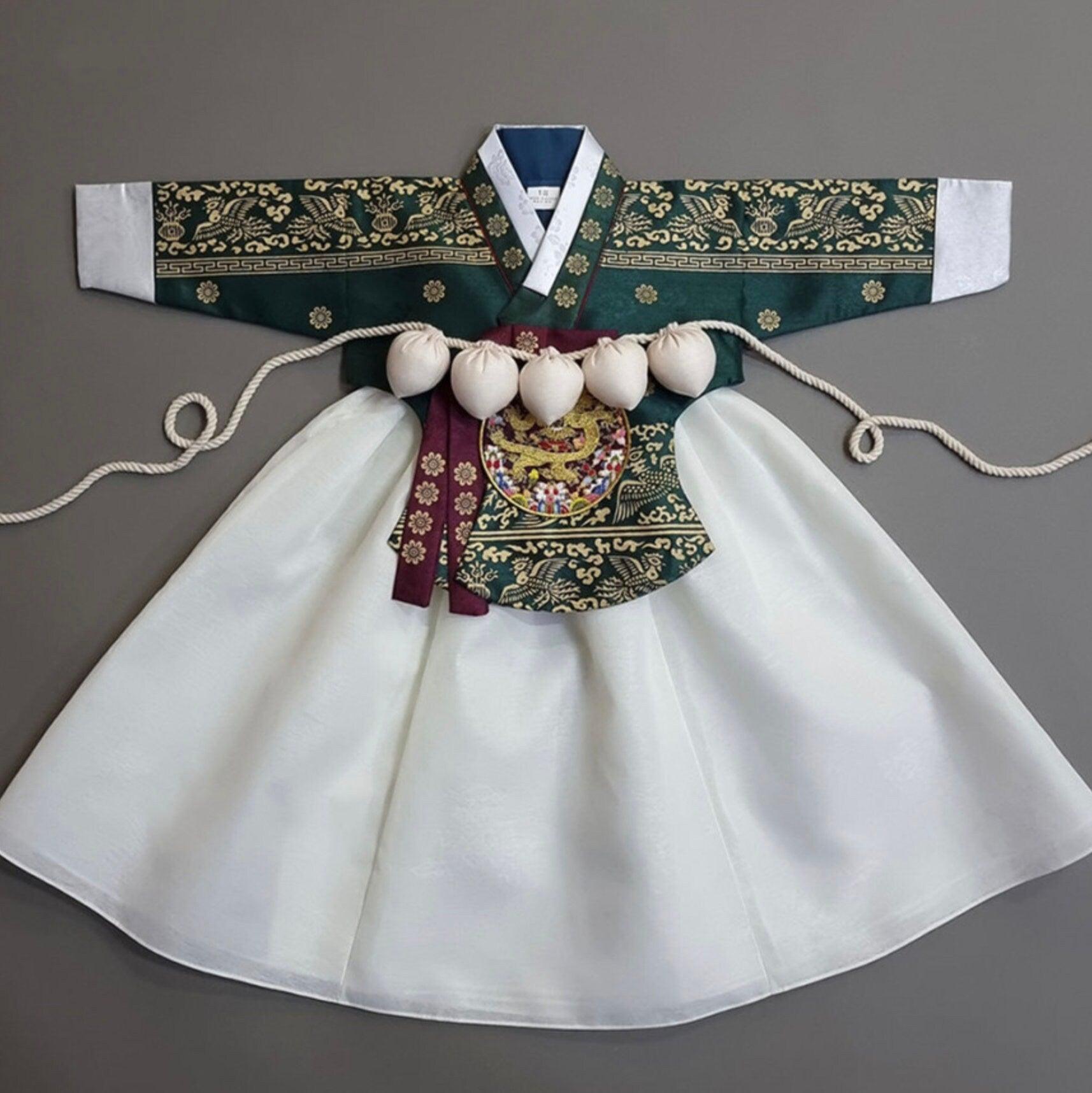 Hyunbi Green Ivory Skirt Girl Hanbok (100D-8YR) - Native Korean