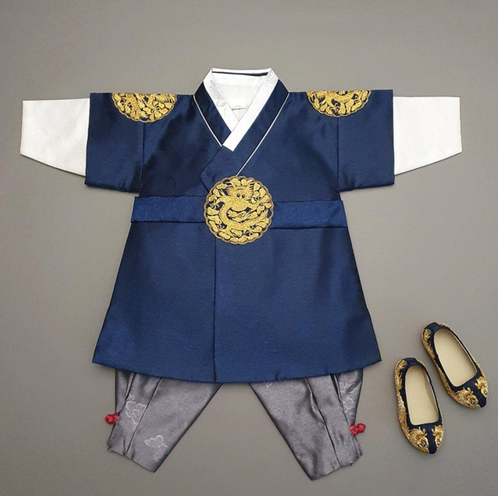 Hyungoon Gold Embroidery Navy Boy Hanbok (100D-10YR) - Native Korean