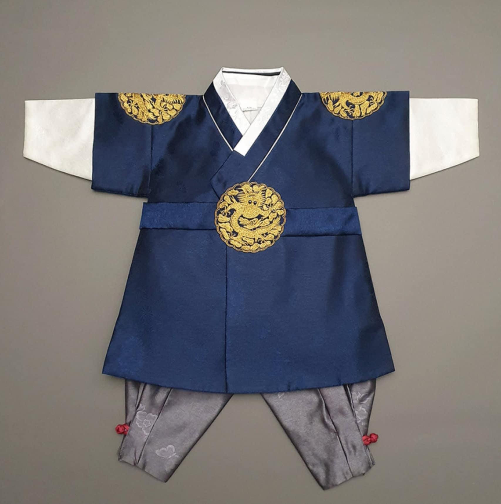 Hyungoon Gold Embroidery Navy Boy Hanbok (100D-10YR) - Native Korean