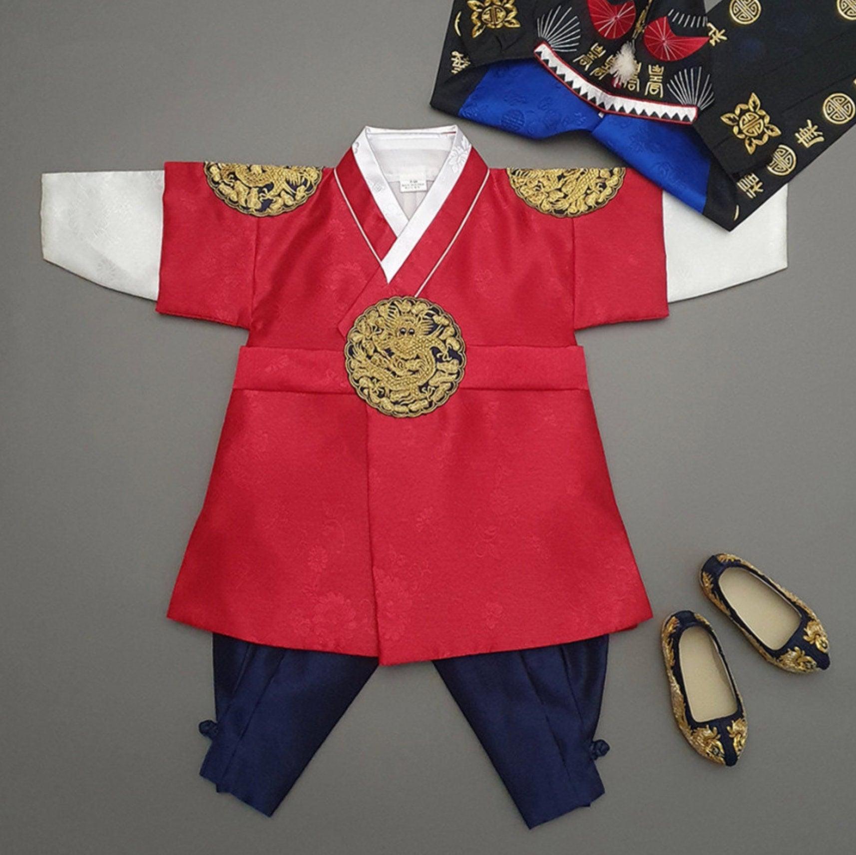 Hyungoon Gold Embroidery Red Boy Hanbok (100D-10YR) - Native Korean